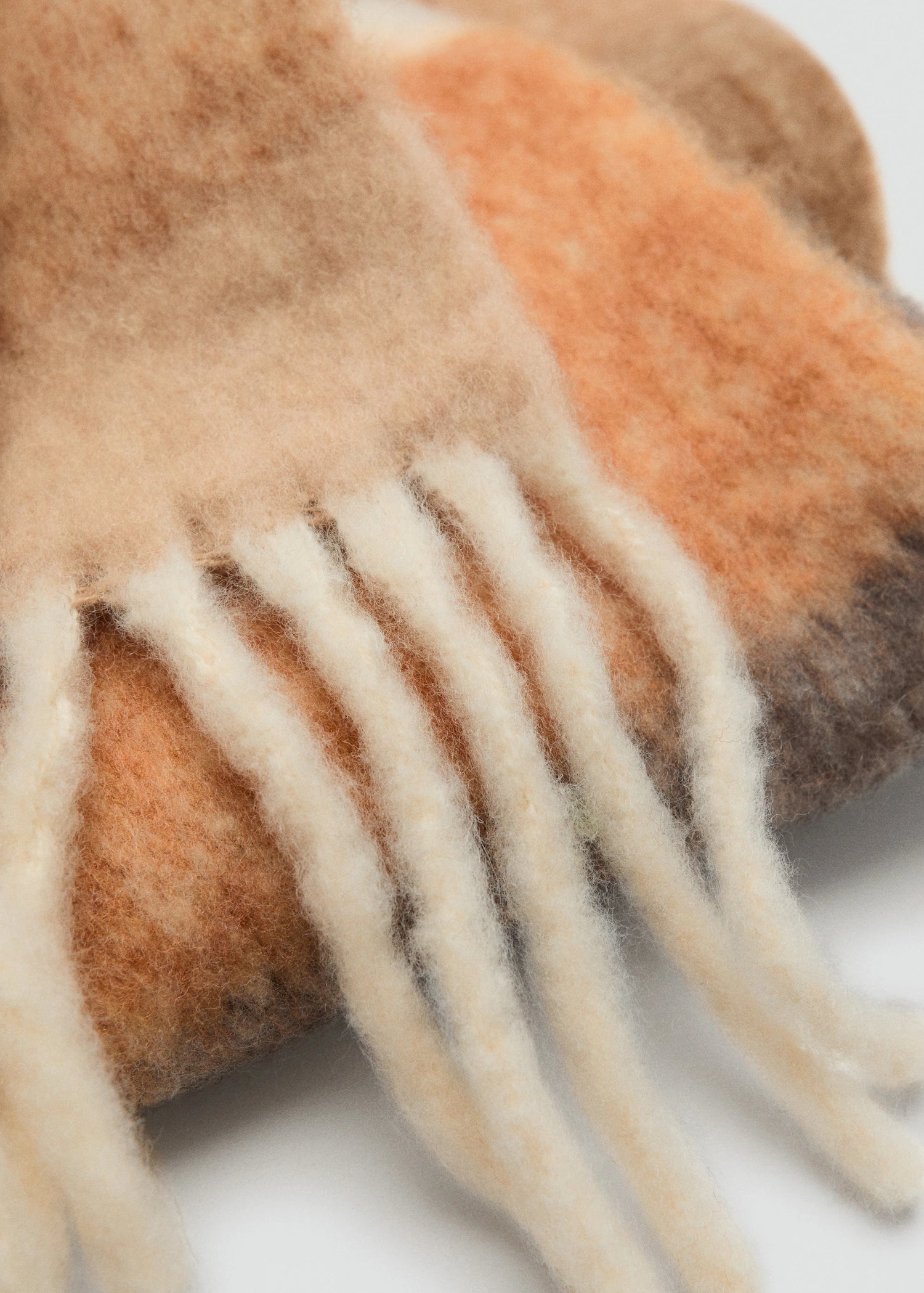 Striped Scarf With Tasselled Ends Brown