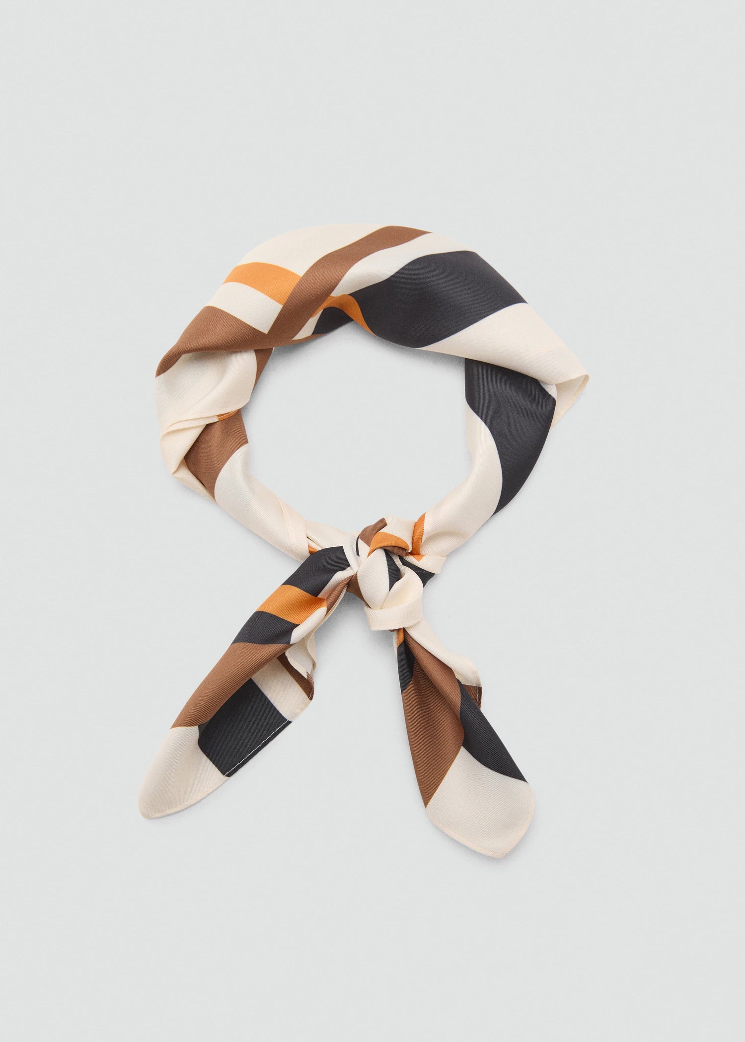 Striped Satin Scarf Ecru