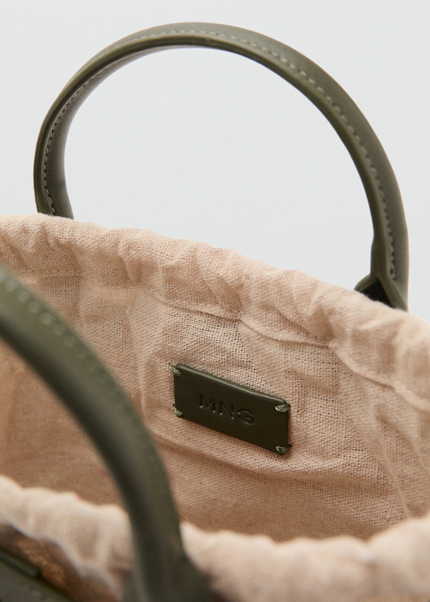 Small Double Handle Natural Fibre Bag Khaki