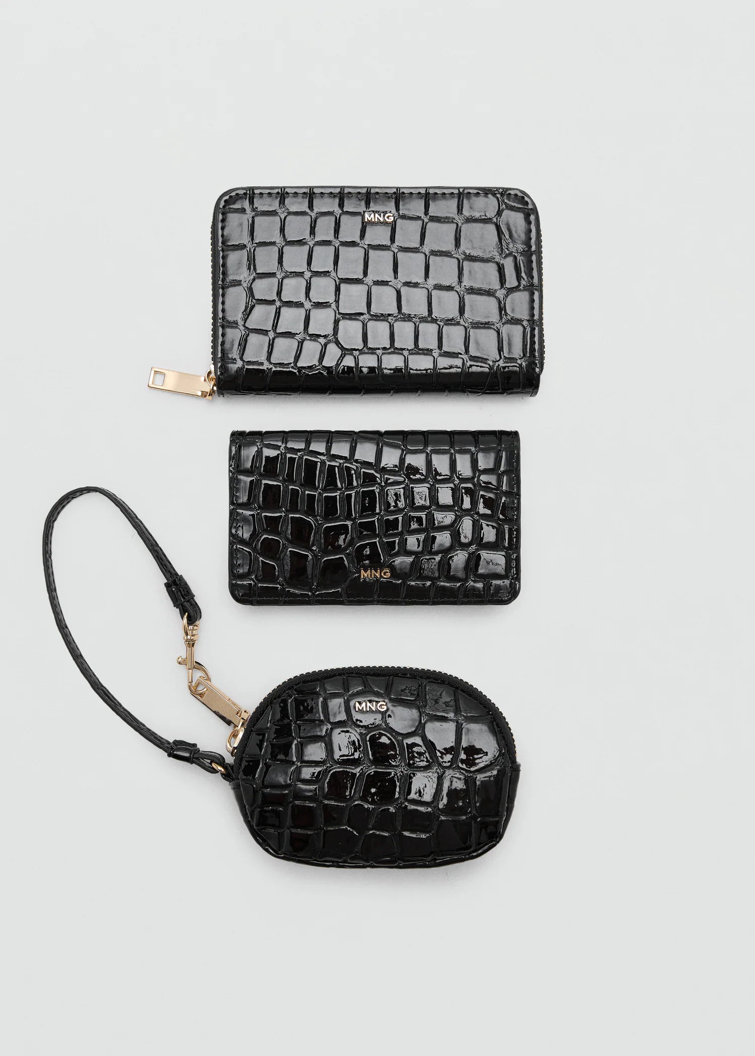 Small Croc Wallet Black