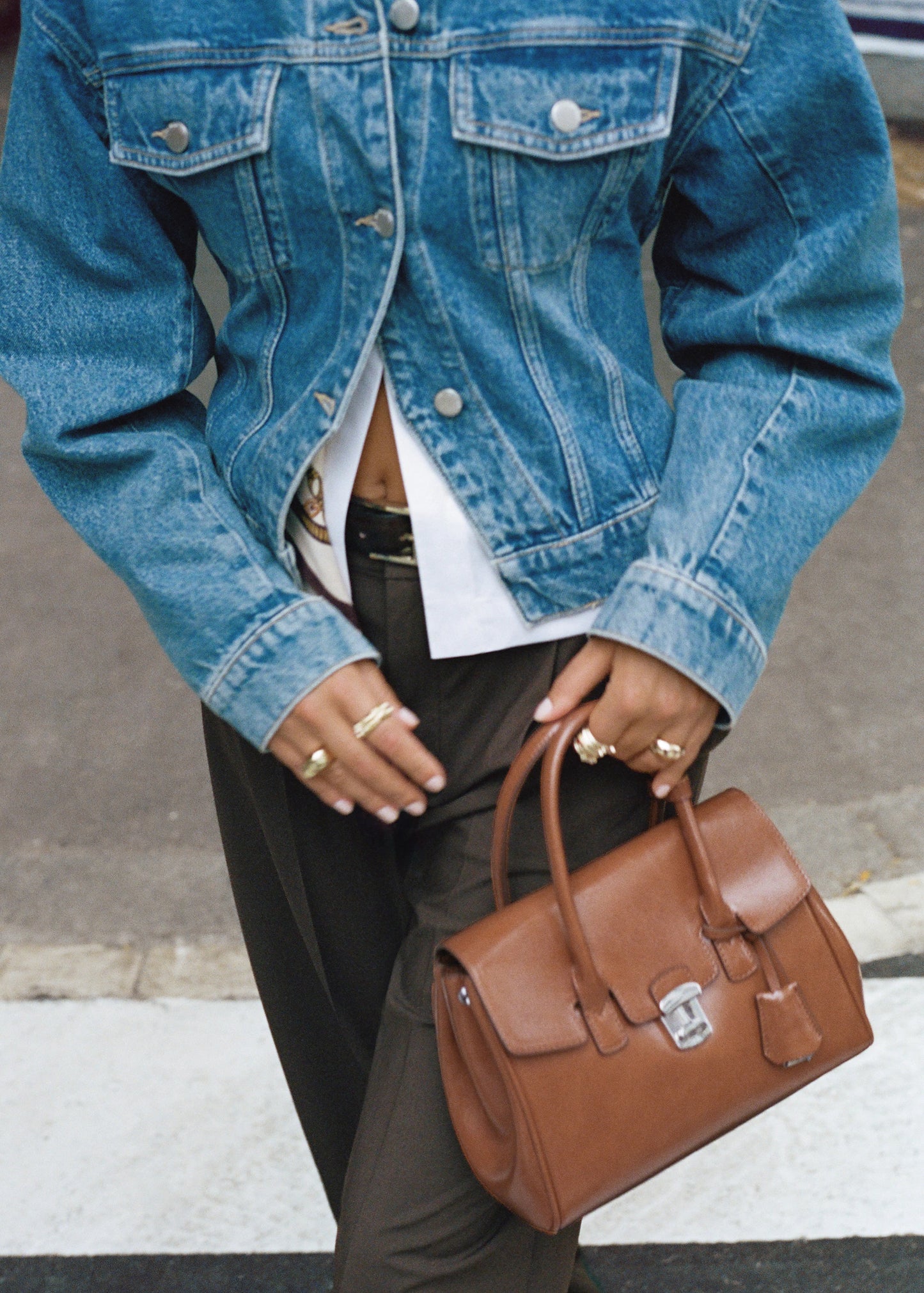 Small City Handbag With Flap Cognac