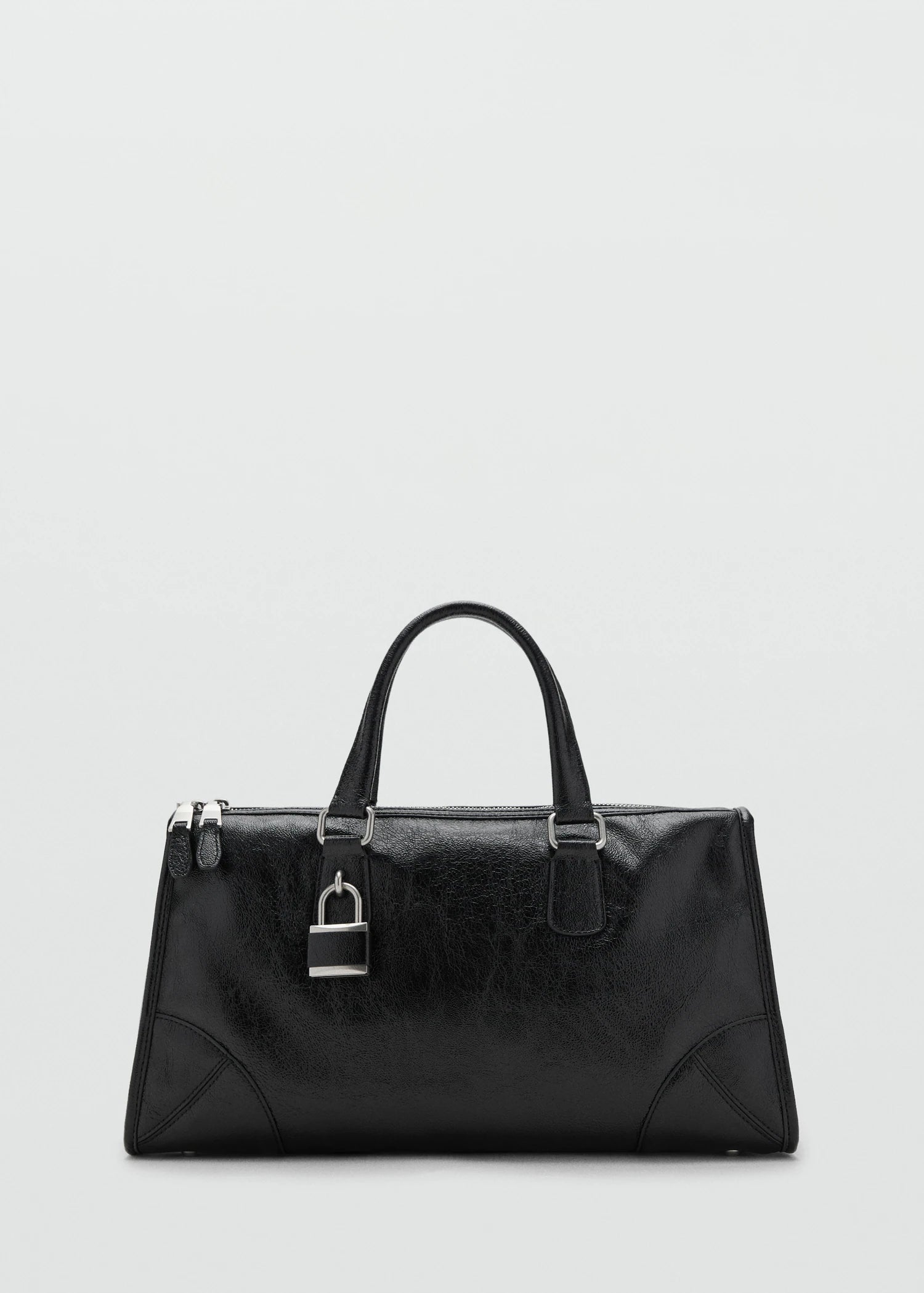 Shiny Handbag With Handles Black