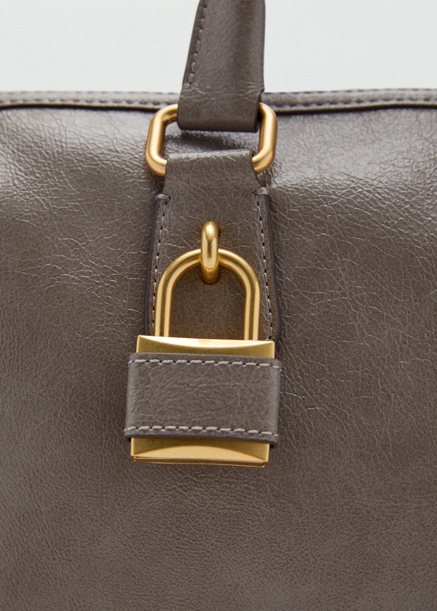 Shiny Handbag With Handles Grey