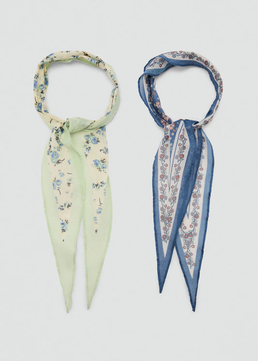 Set Of 2 Printed Handkerchiefs Blue