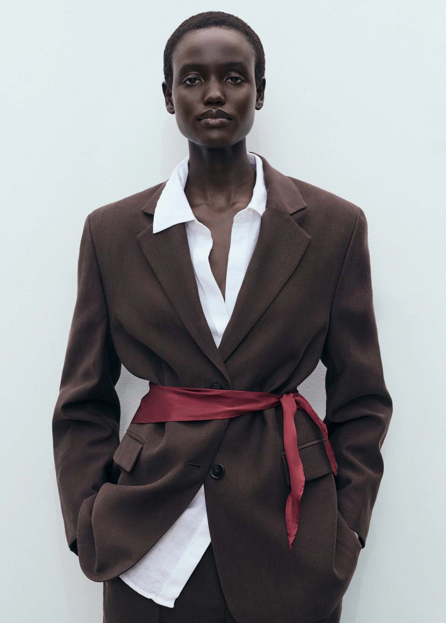 Set Of 2 Combined Scarves Maroon