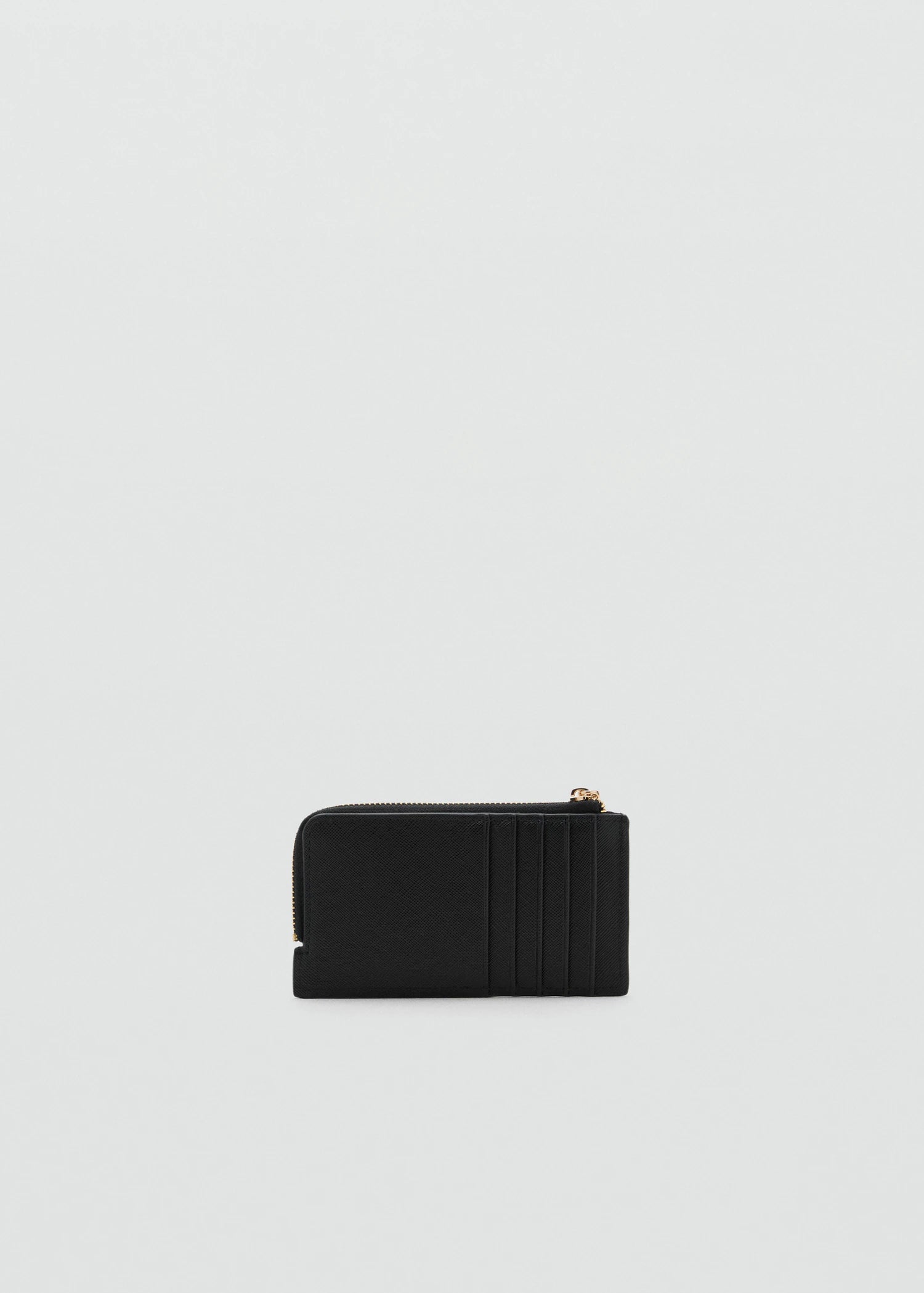 Saffiano Effect Card Holder With Zip Black