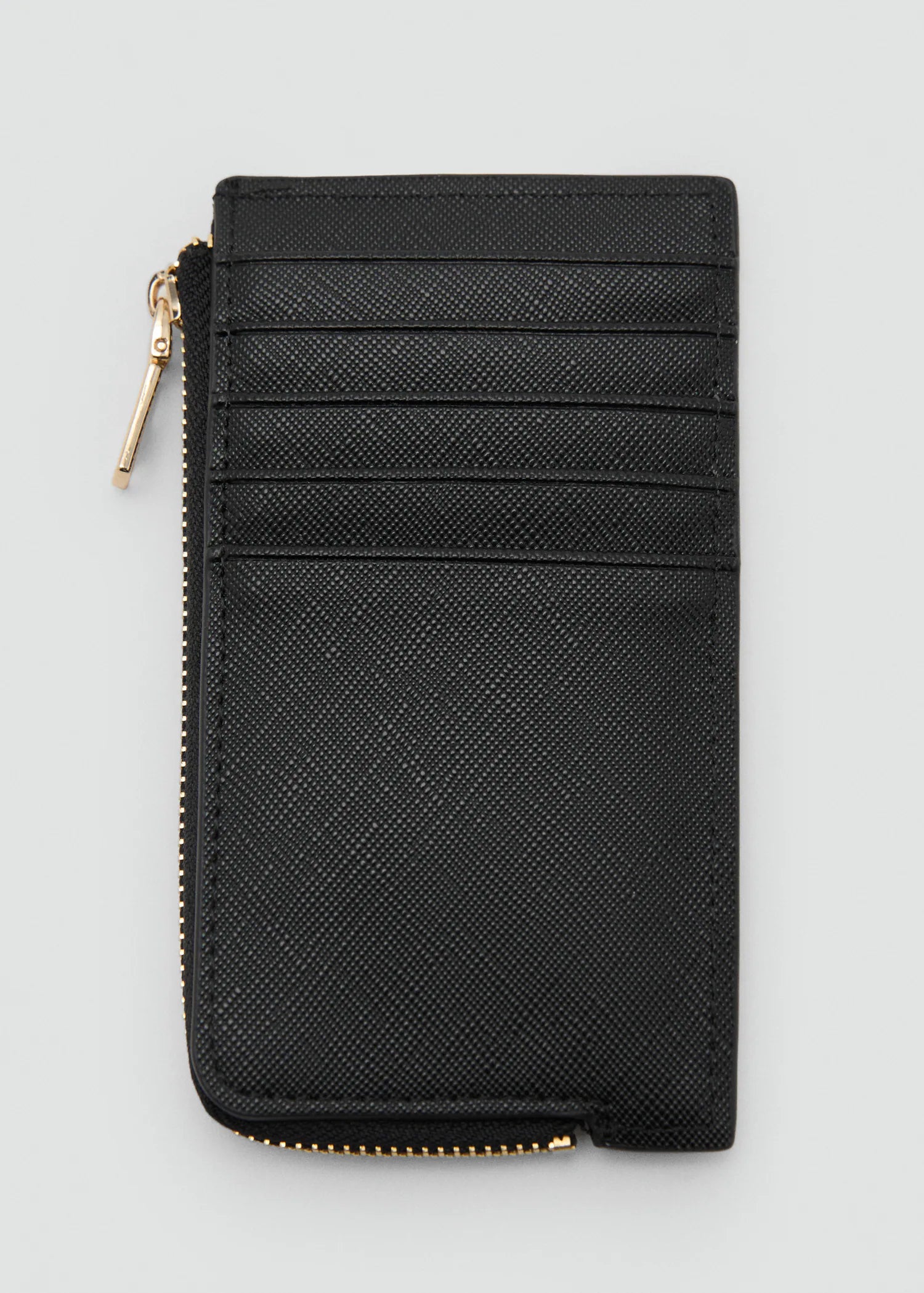 Saffiano Effect Card Holder With Zip Black