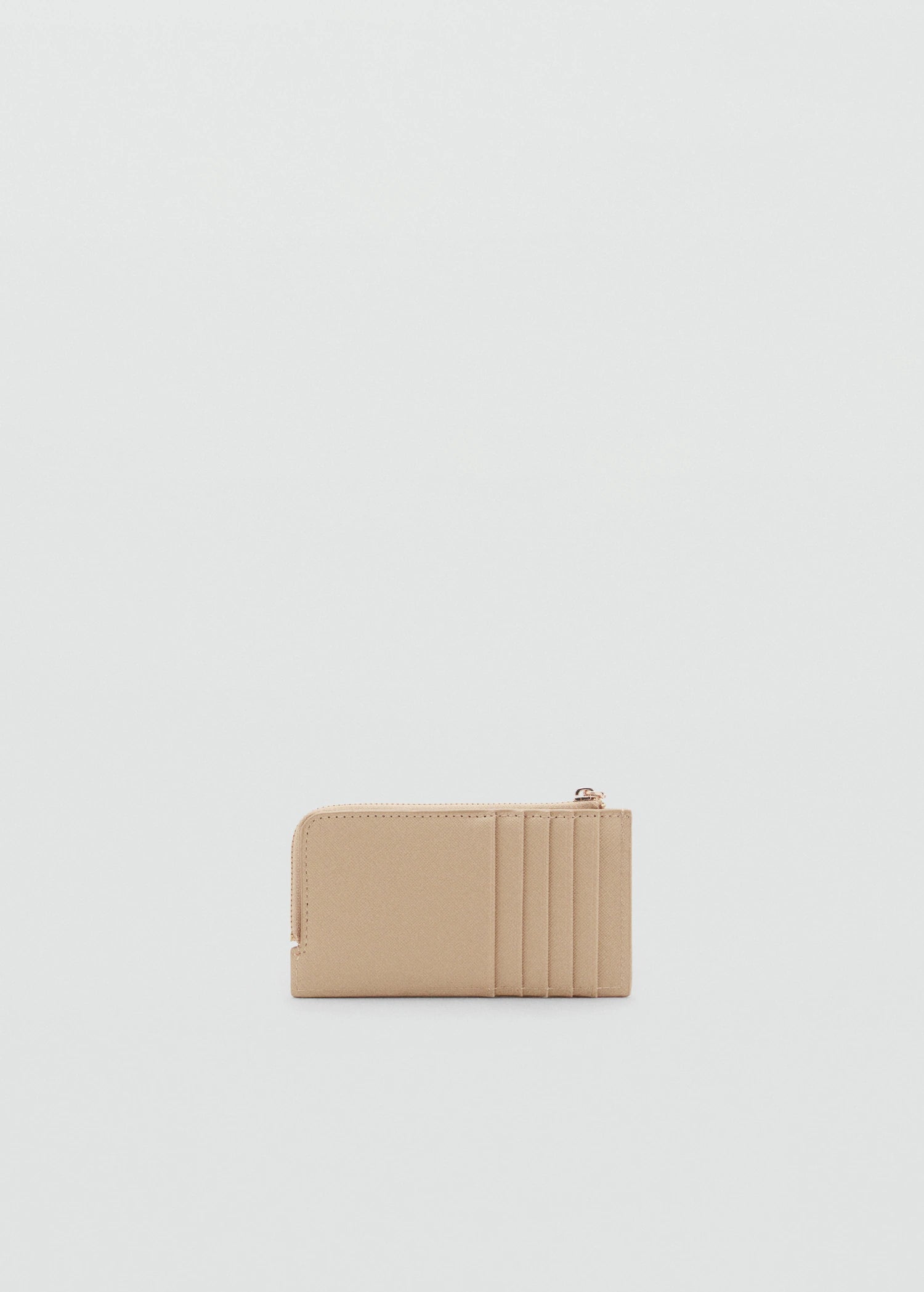 Saffiano Effect Card Holder With Zip Vanilla