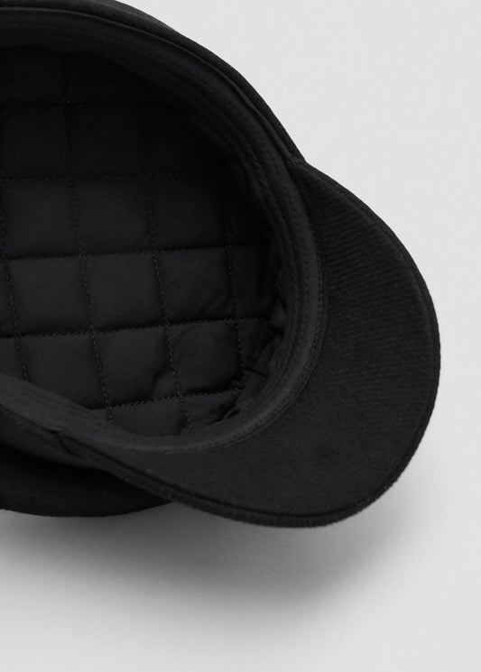 Rigid Wool Blend Baker Boy Cap Black