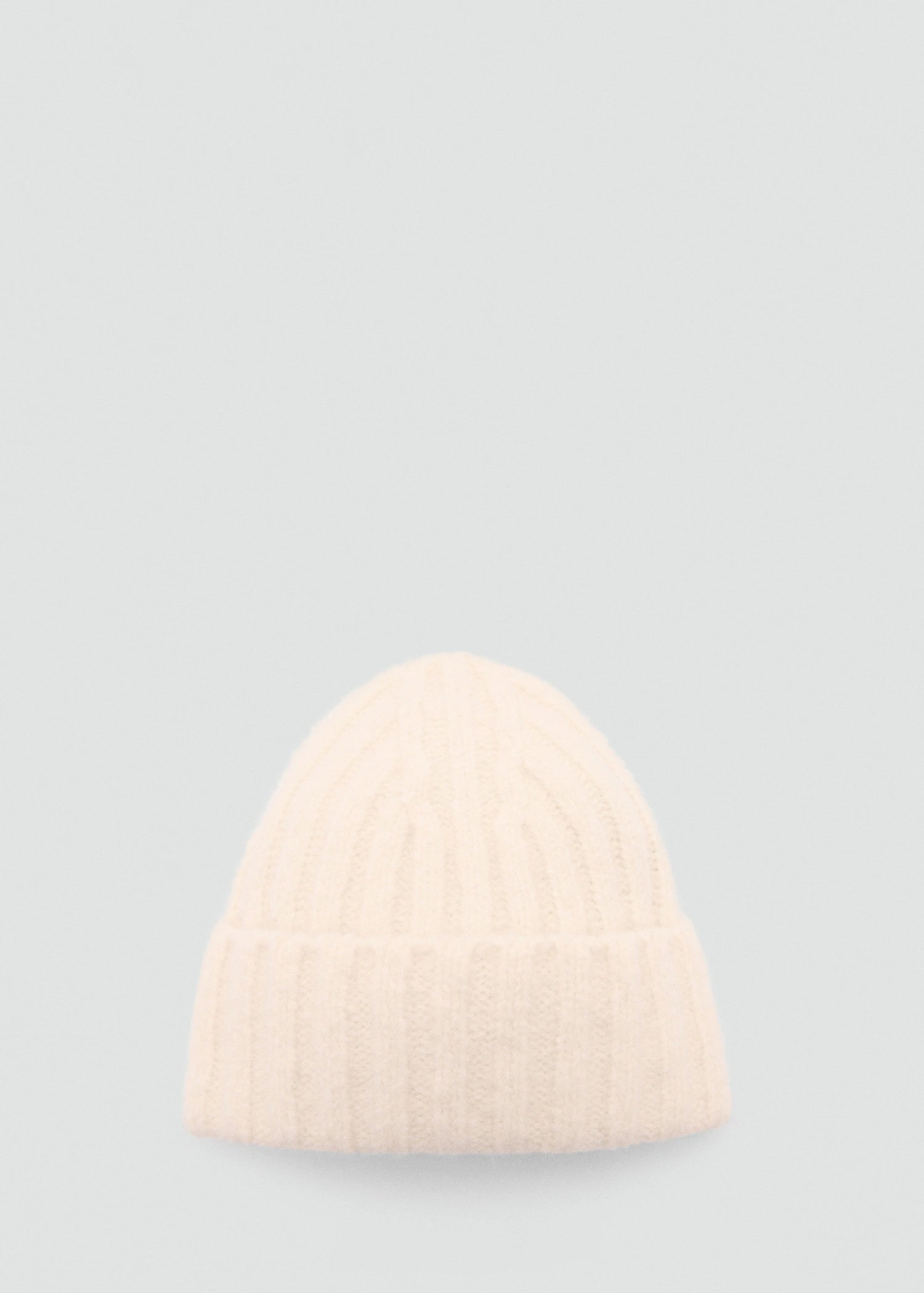 Ribbed Knit Beanie Ecru