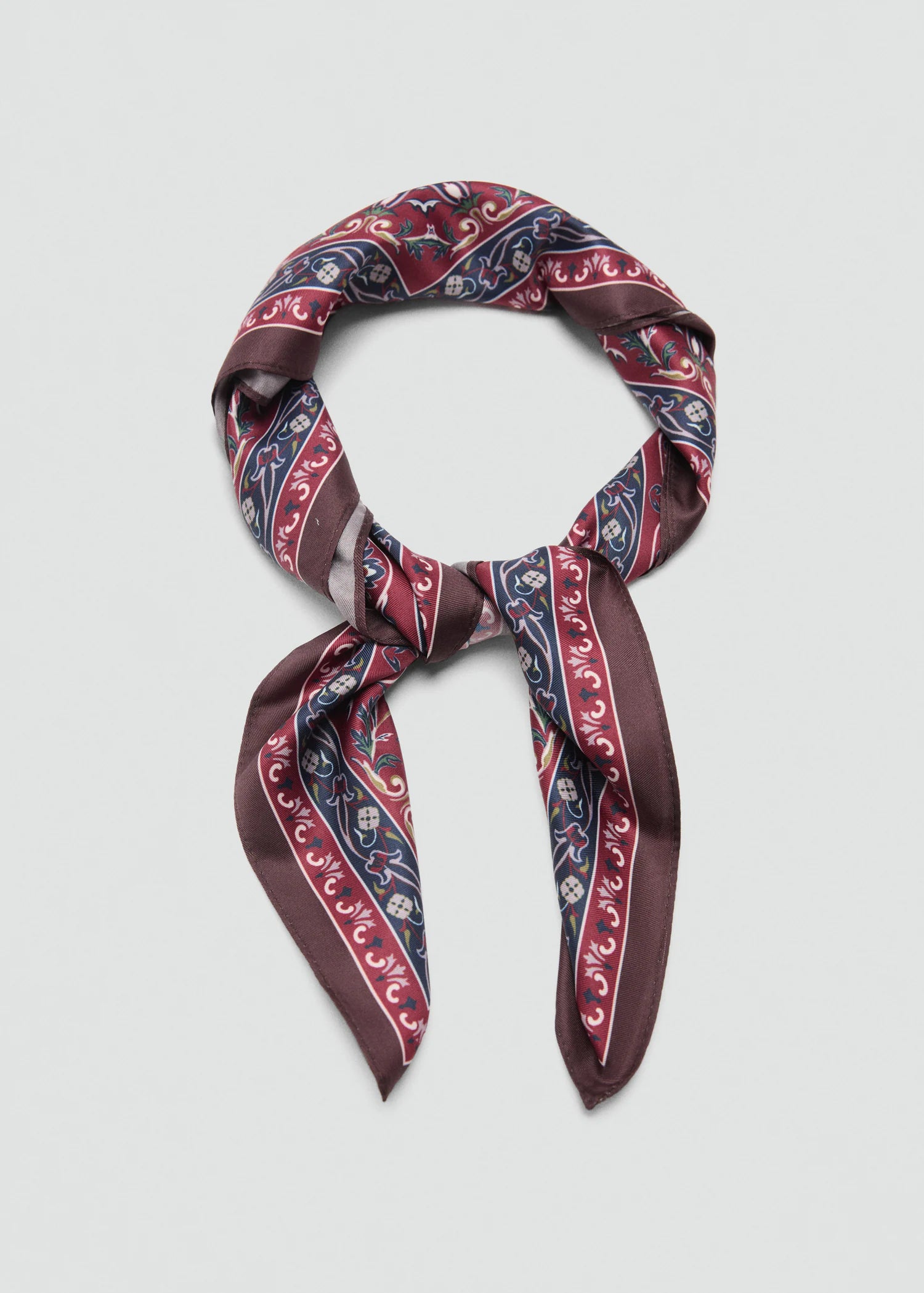 Printed Satin Scarf Navy