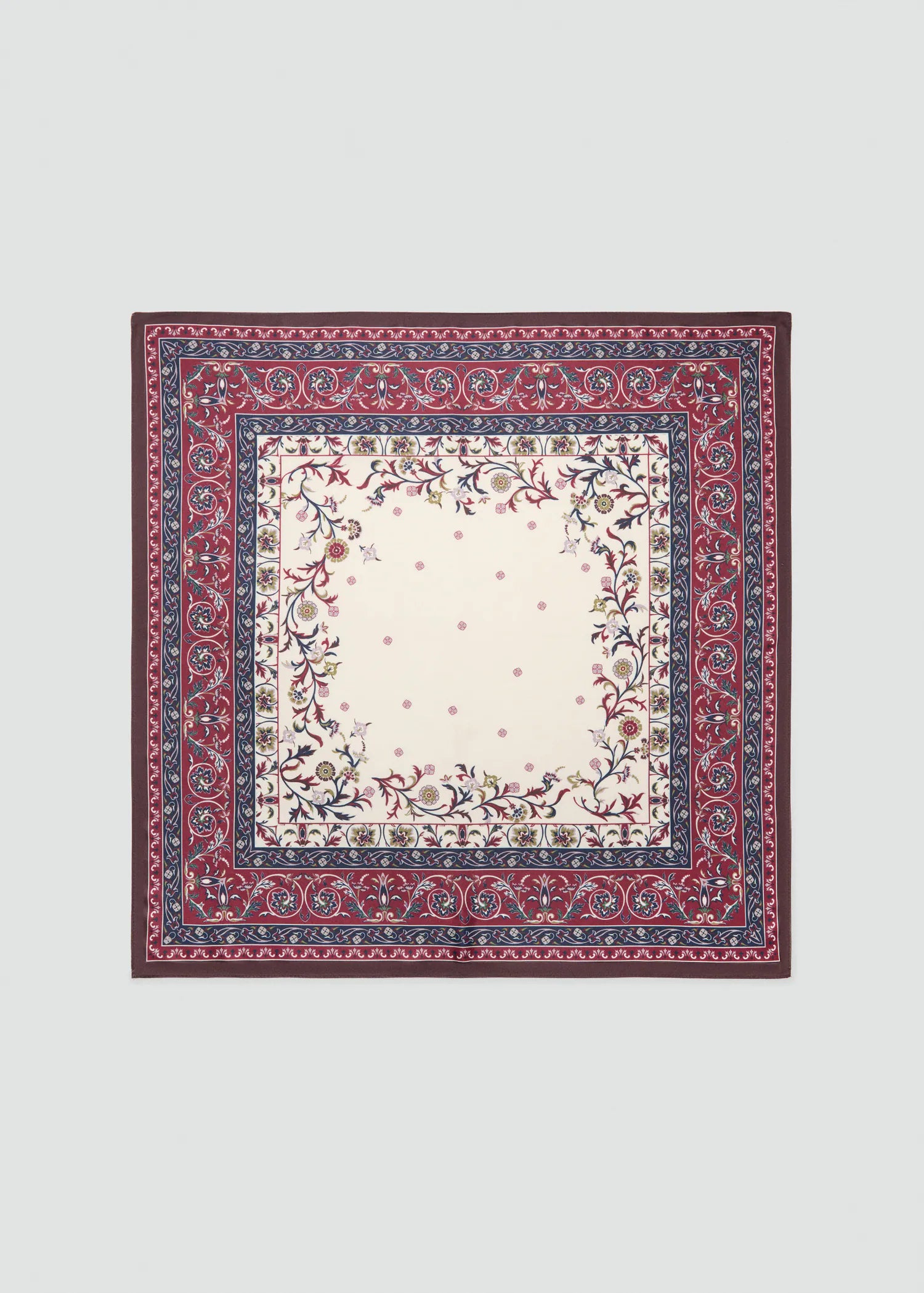 Printed Satin Scarf Navy