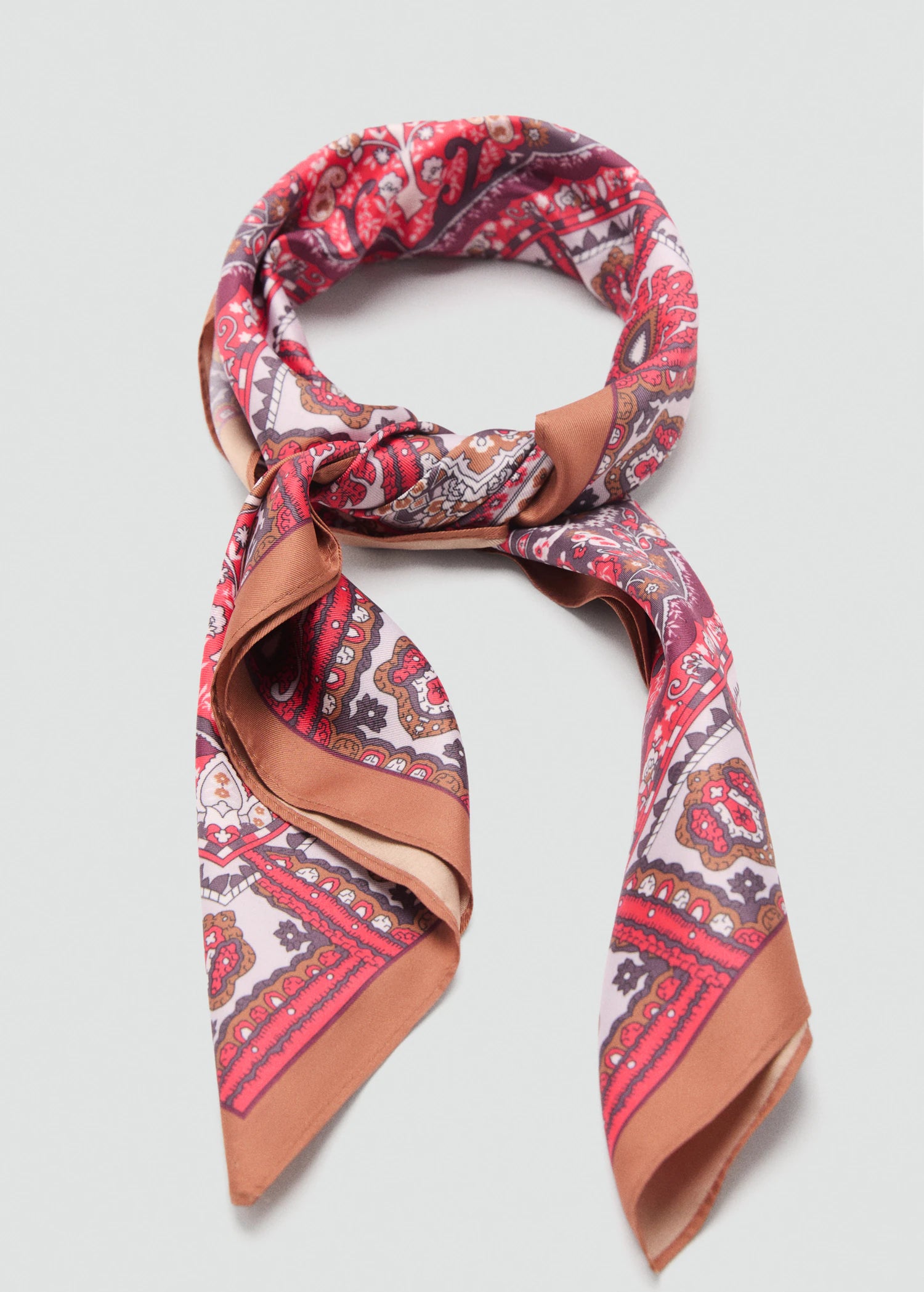 Printed Satin Scarf Red