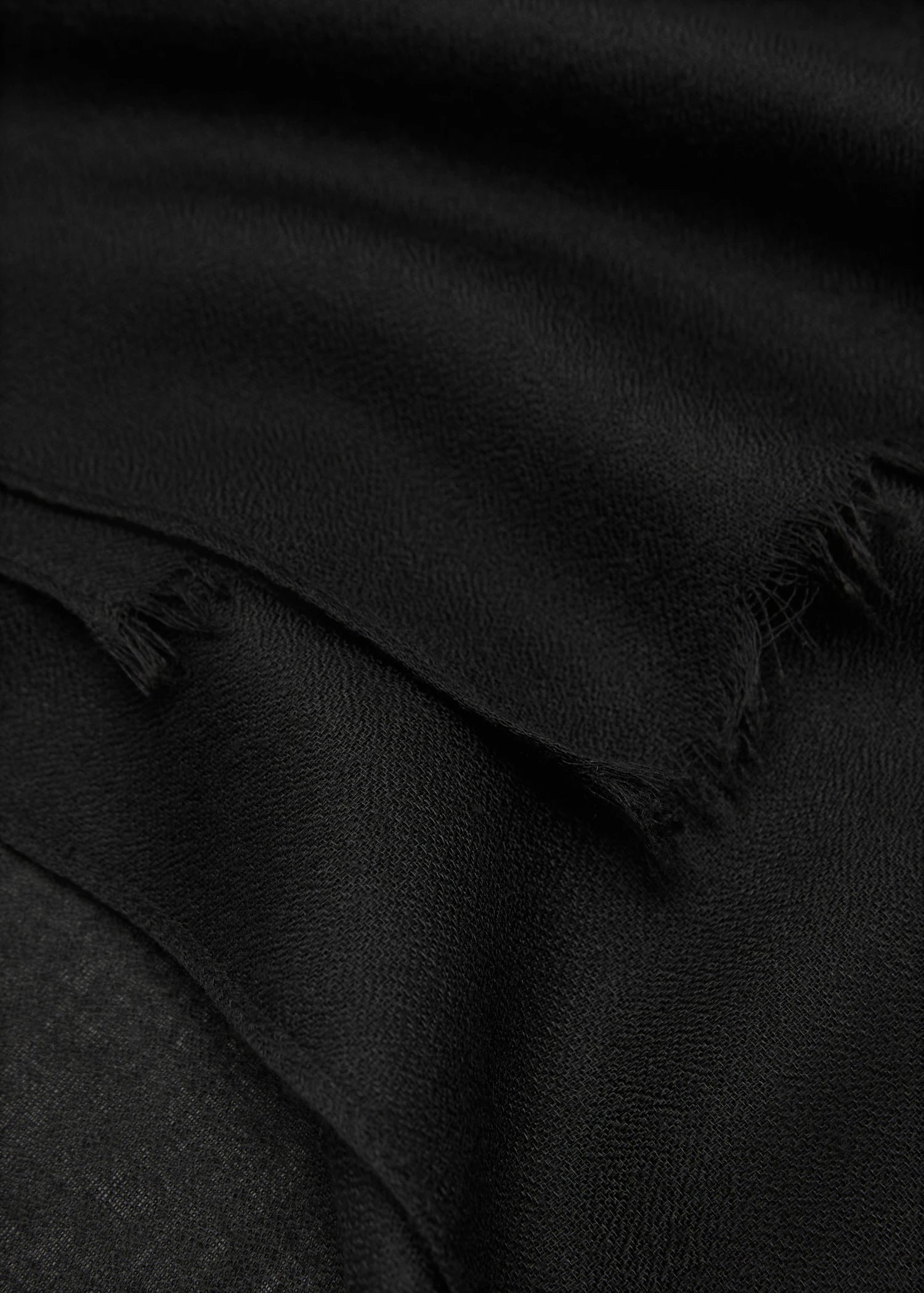 Plain Shawl With Frayed Ends Black