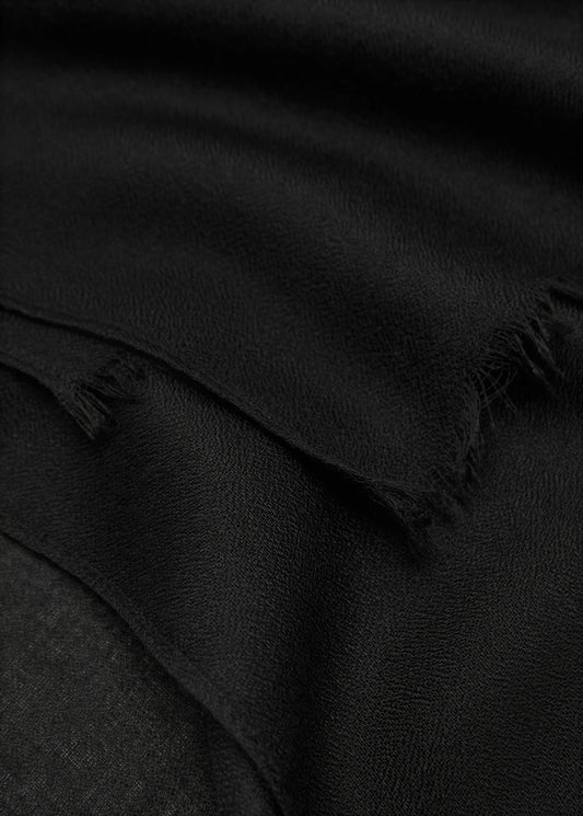 Plain Shawl With Frayed Ends Black
