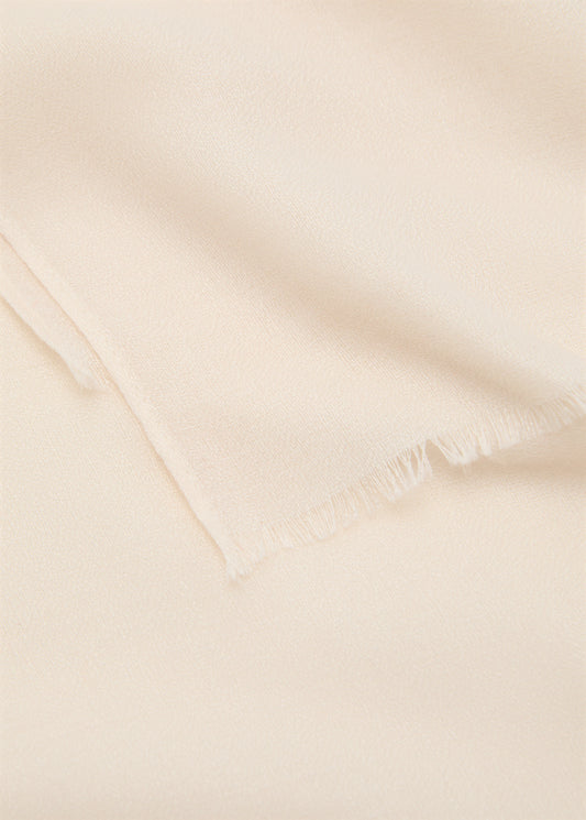 Plain Shawl With Frayed Ends Ecru