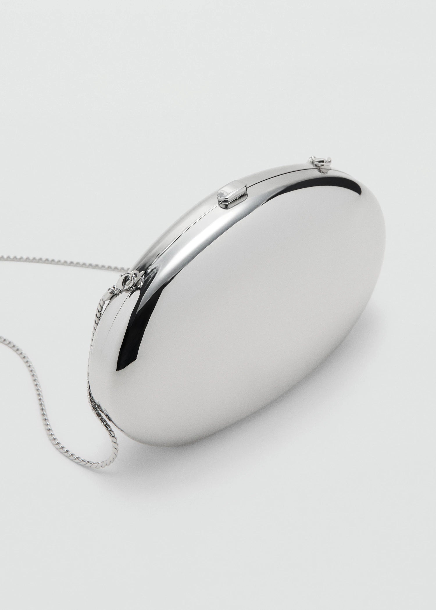 Oval Clutch Bag Silver