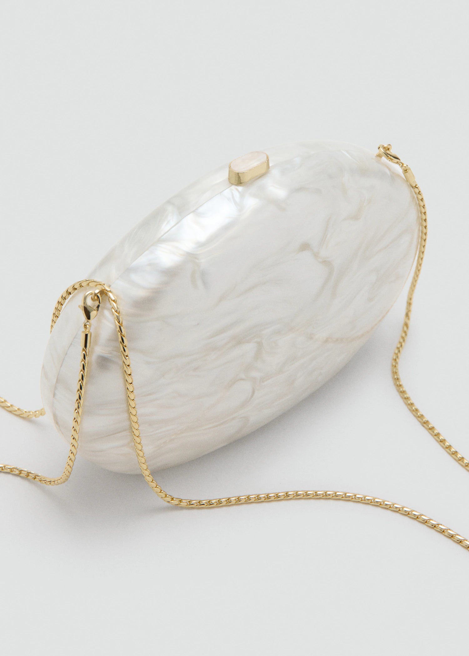 Oval Clutch Bag Ivory White