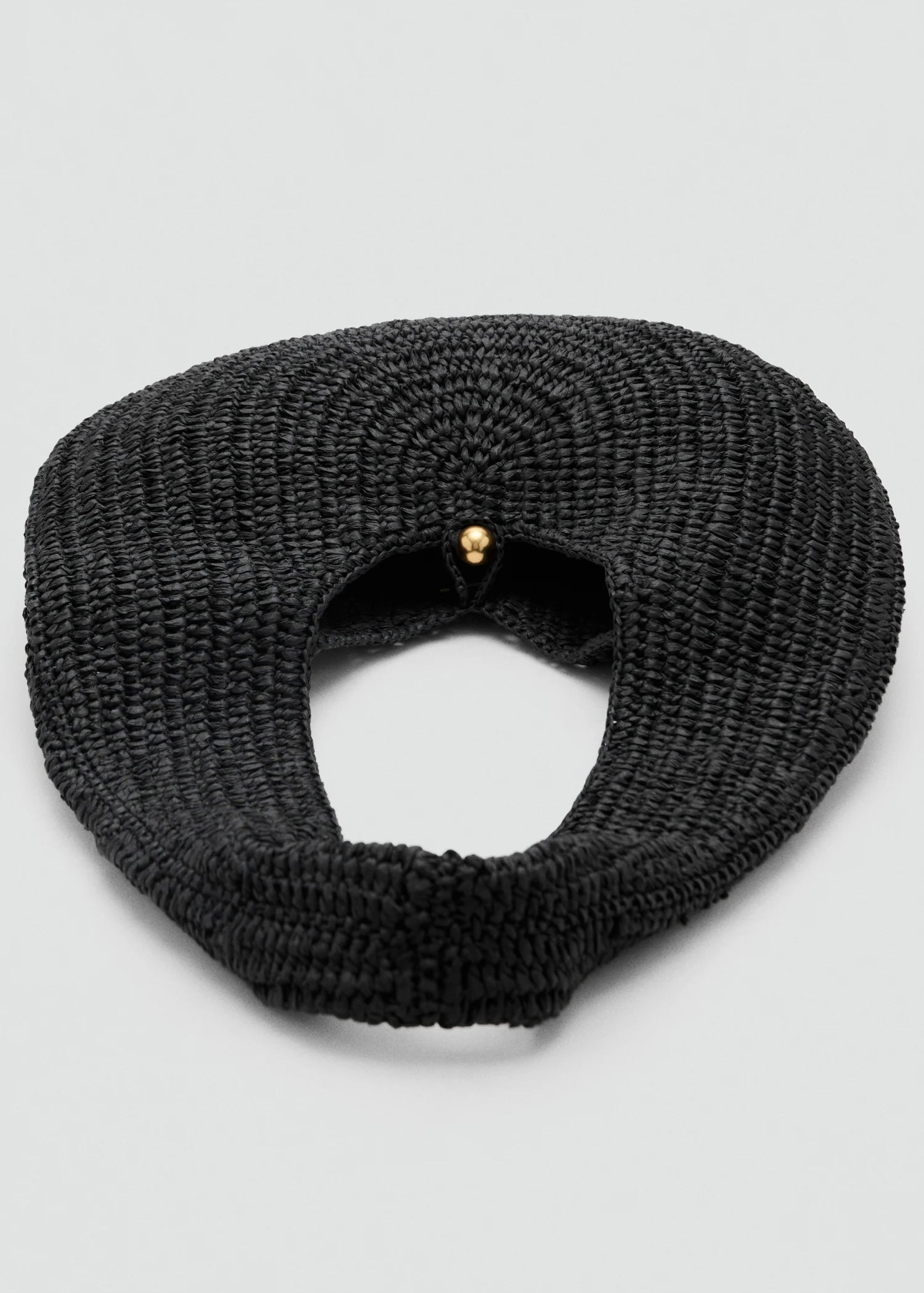 Natural Fibre Oval Shoulder Bag Black