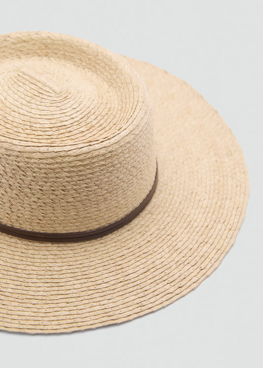 Natural Fibre Hat With Contrasting Ribbon Beige