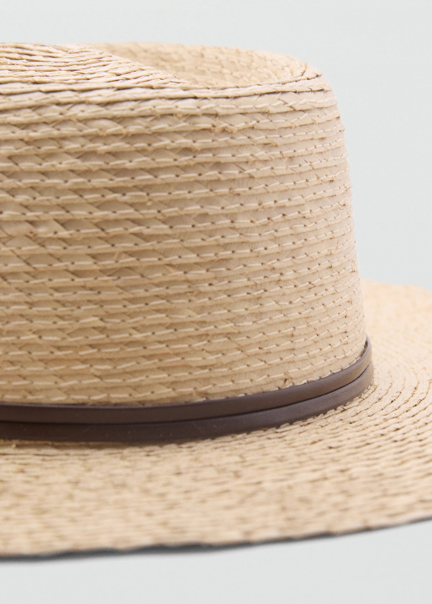 Natural Fibre Hat With Contrasting Ribbon Beige