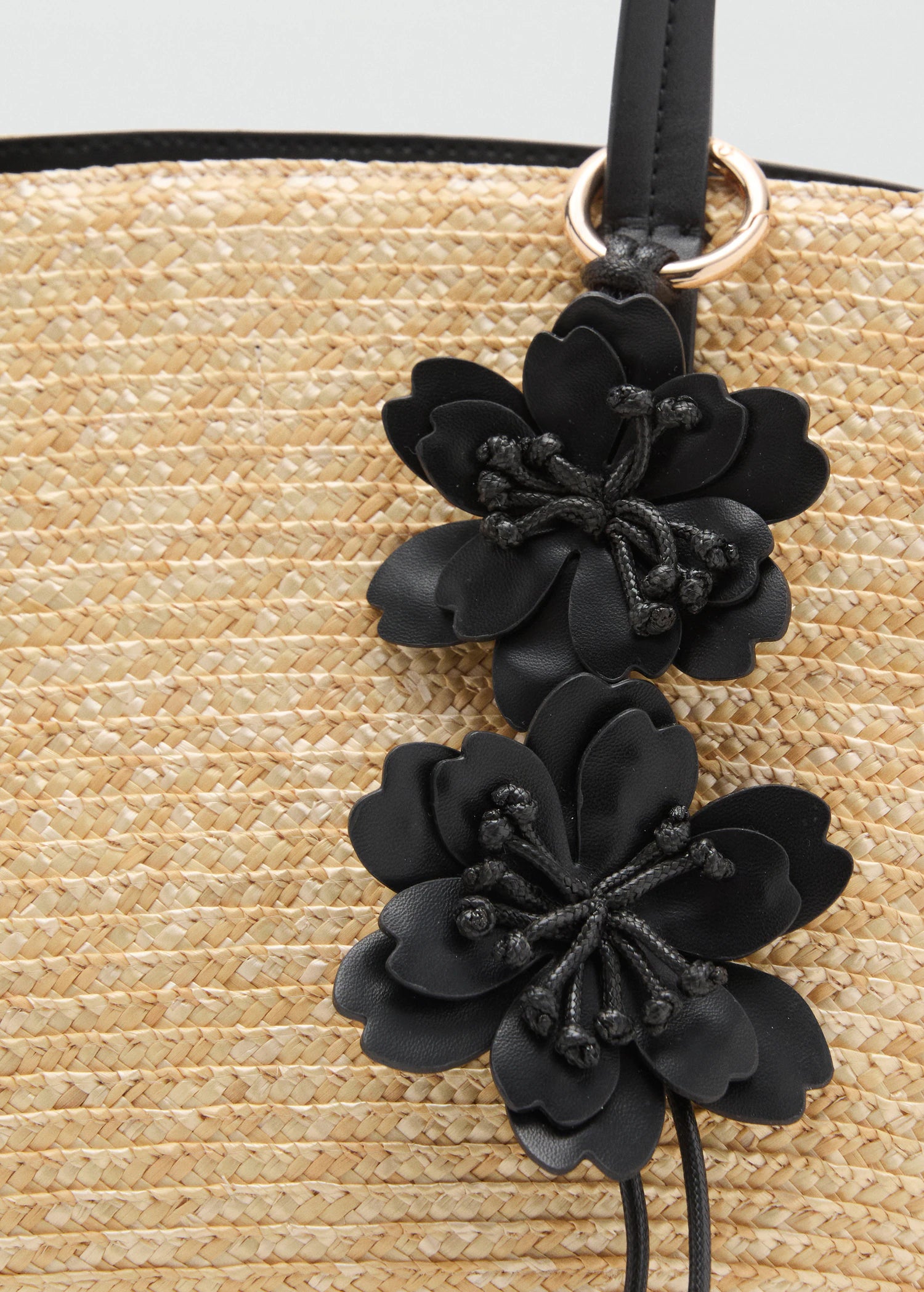 Natural Fibre Basket With Flower Charm Beige