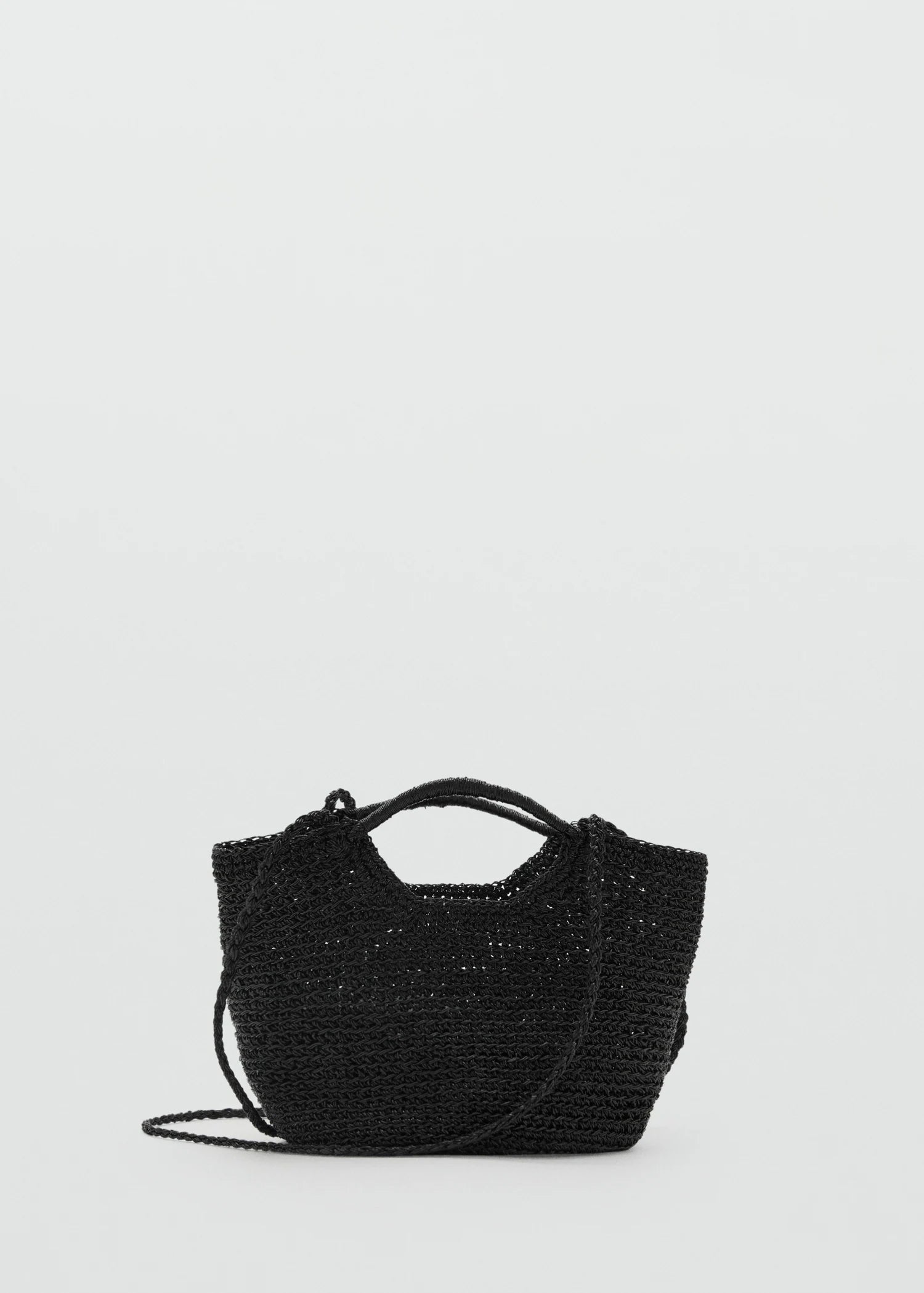 Mini Woven Crossbody Bag Black