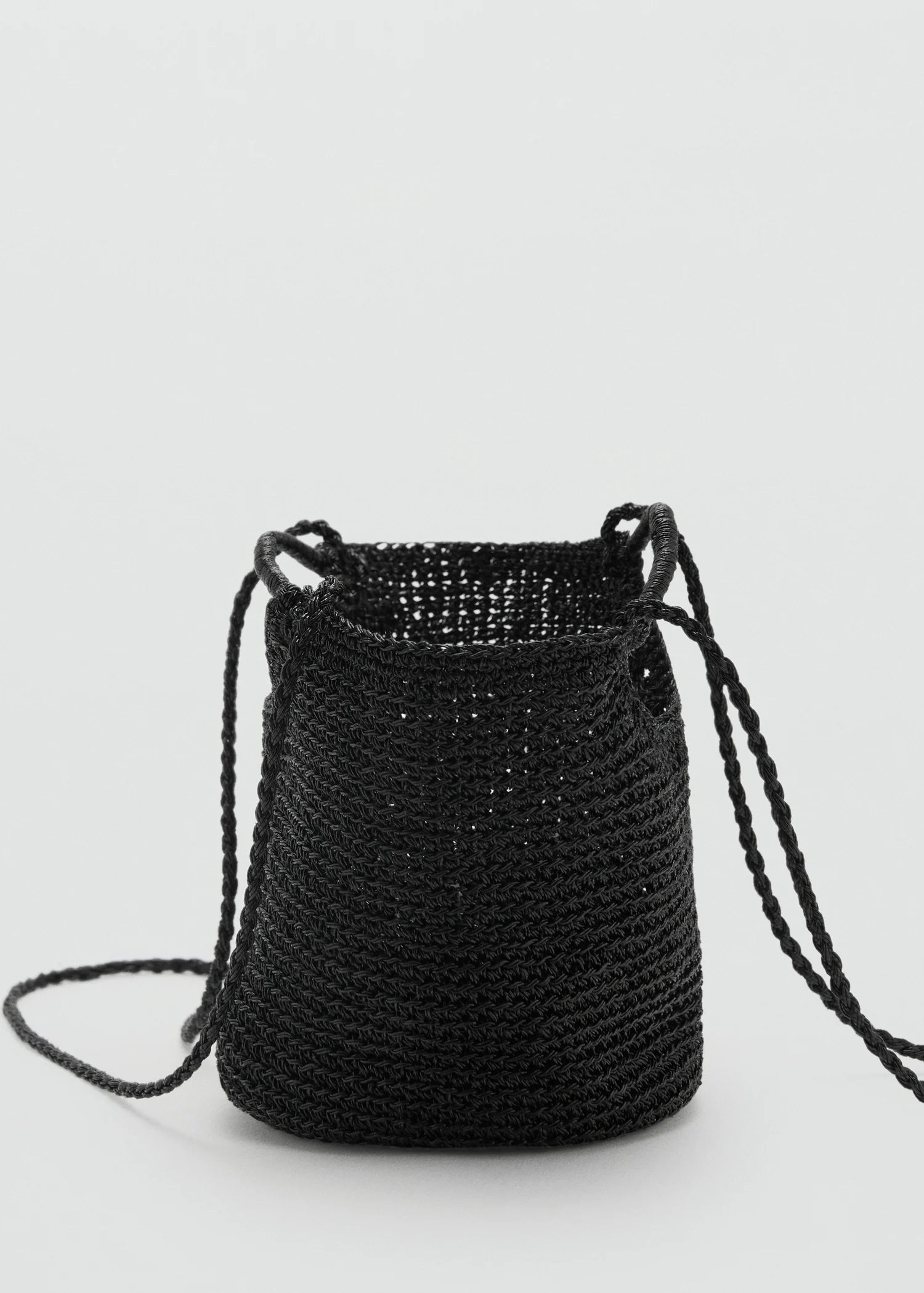 Mini Woven Crossbody Bag Black