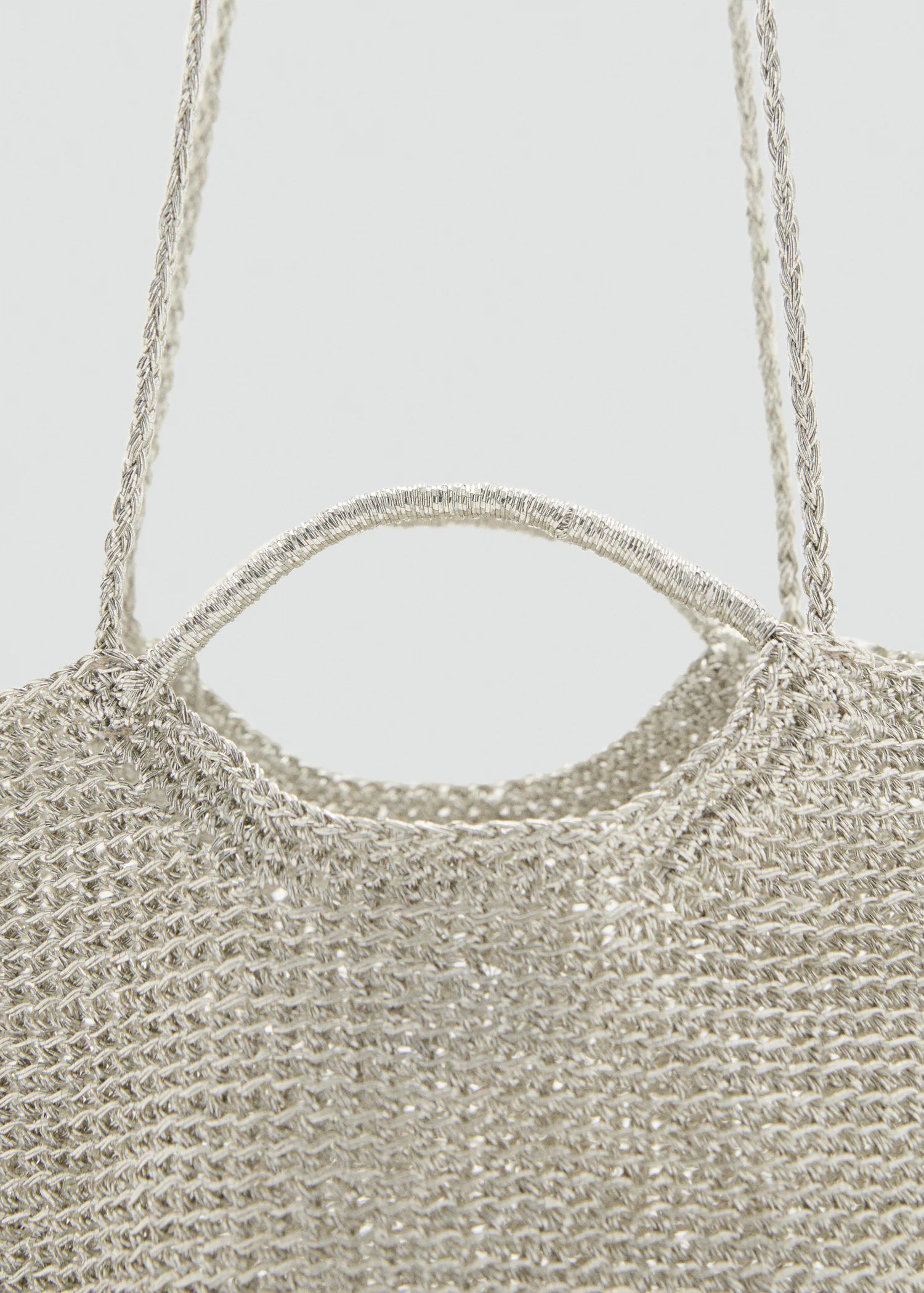 Mini Woven Crossbody Bag Silver