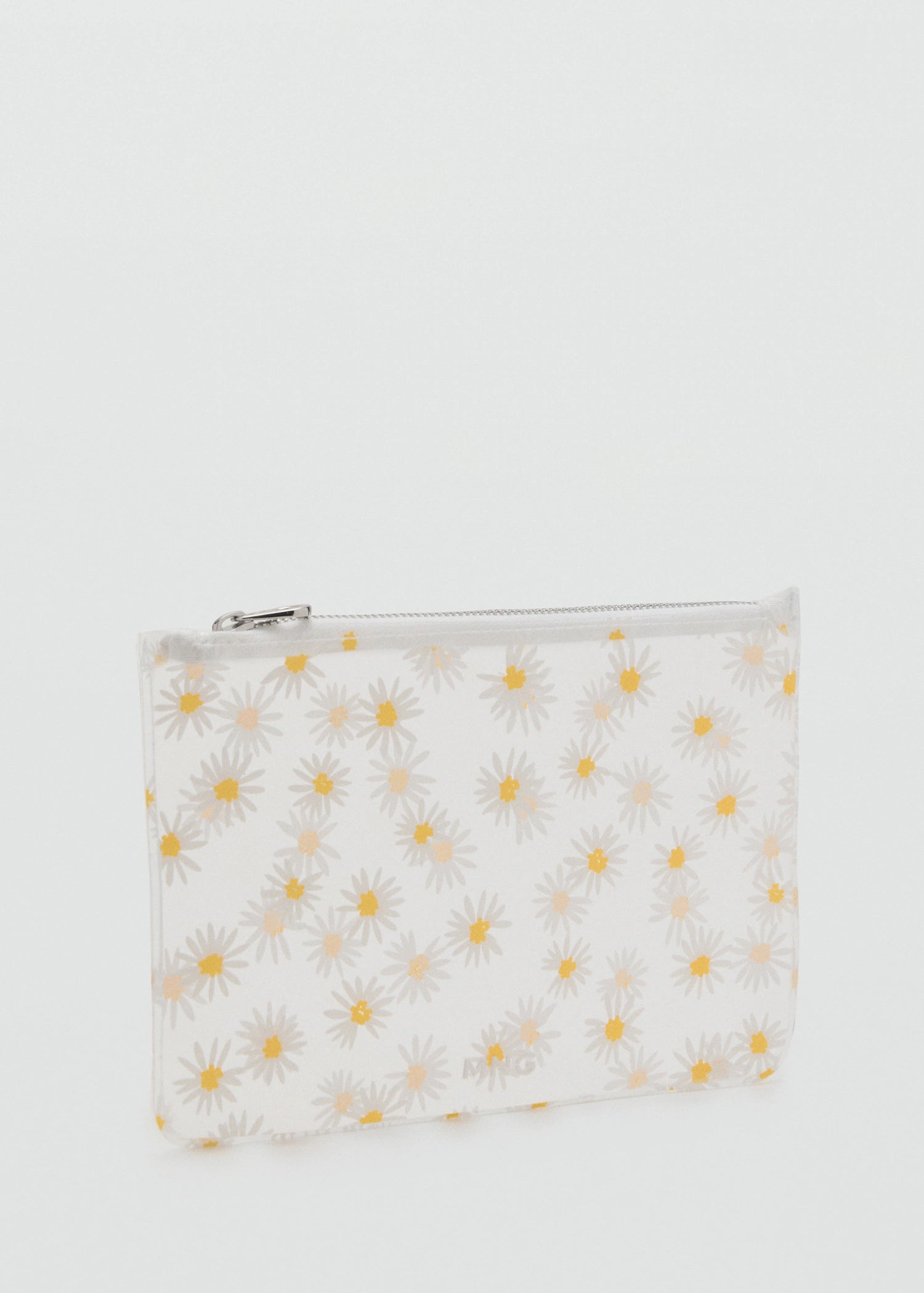 Mini Vinyl Flower Toiletry Bag White