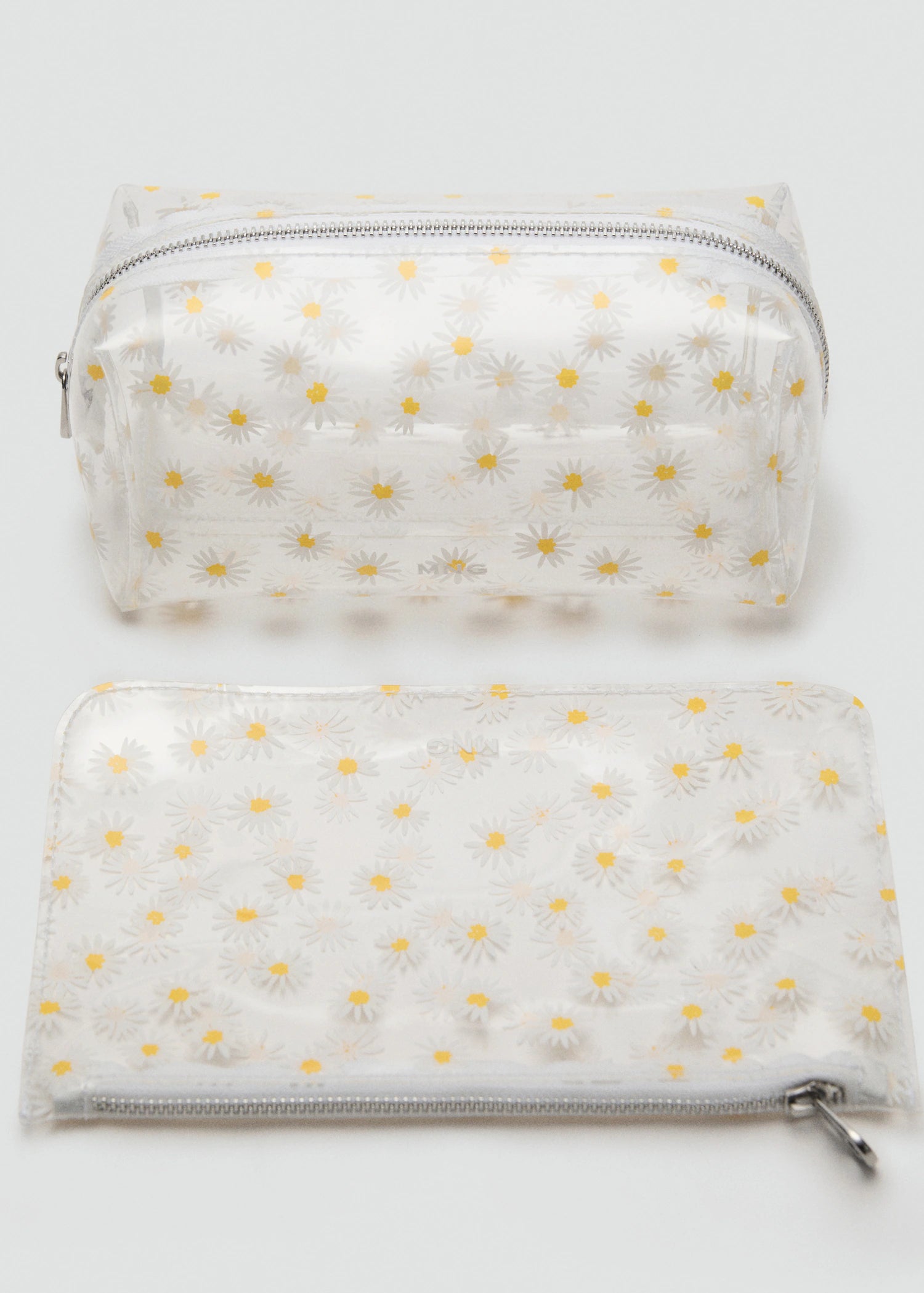 Mini Vinyl Flower Toiletry Bag White
