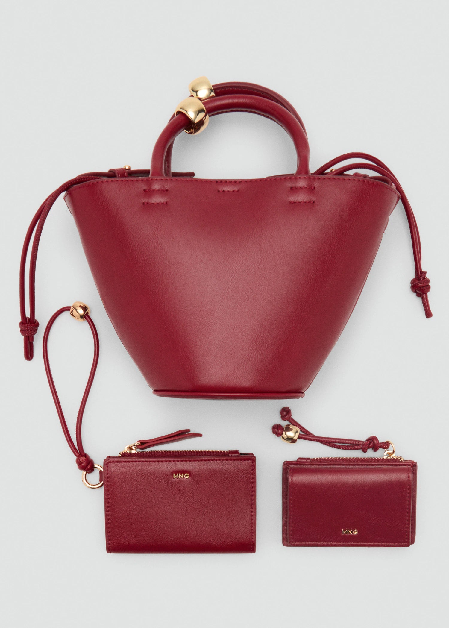 Mini Shopper Bag With Metallic Detail Burgundy