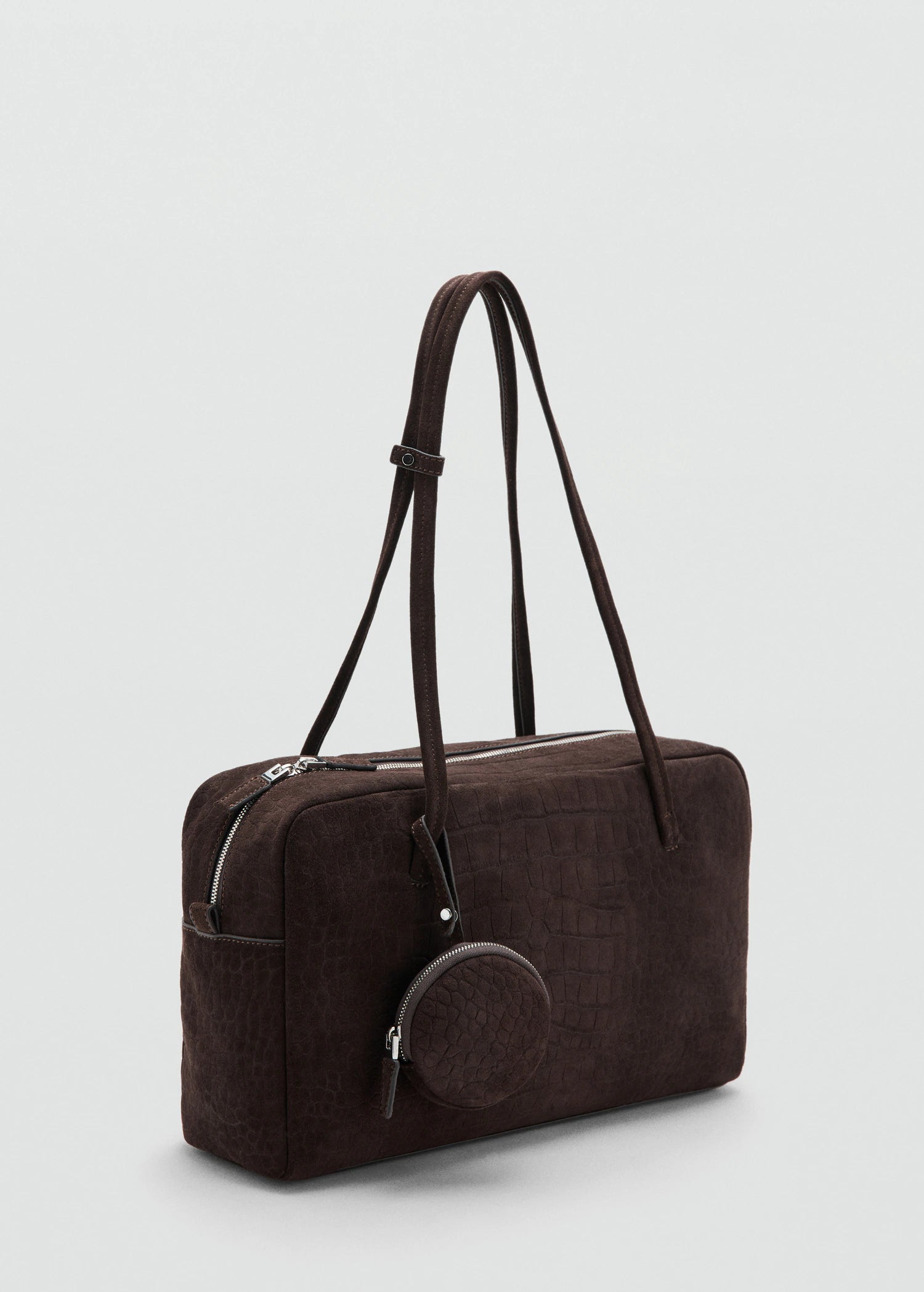 Medium Suede Bowling Bag Chocolate
