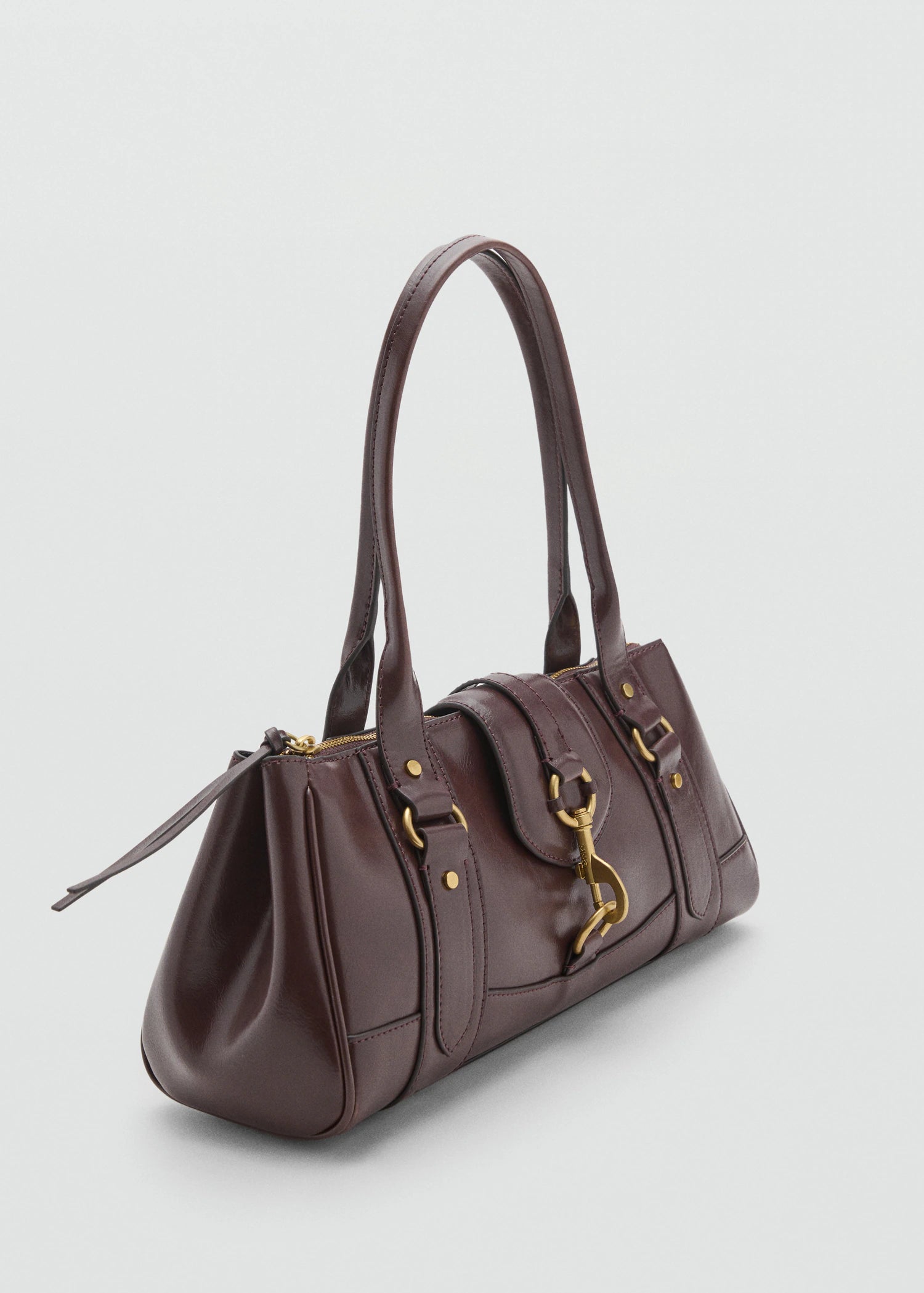 Medium Shoulder Bag With Snap Hook Chocolate