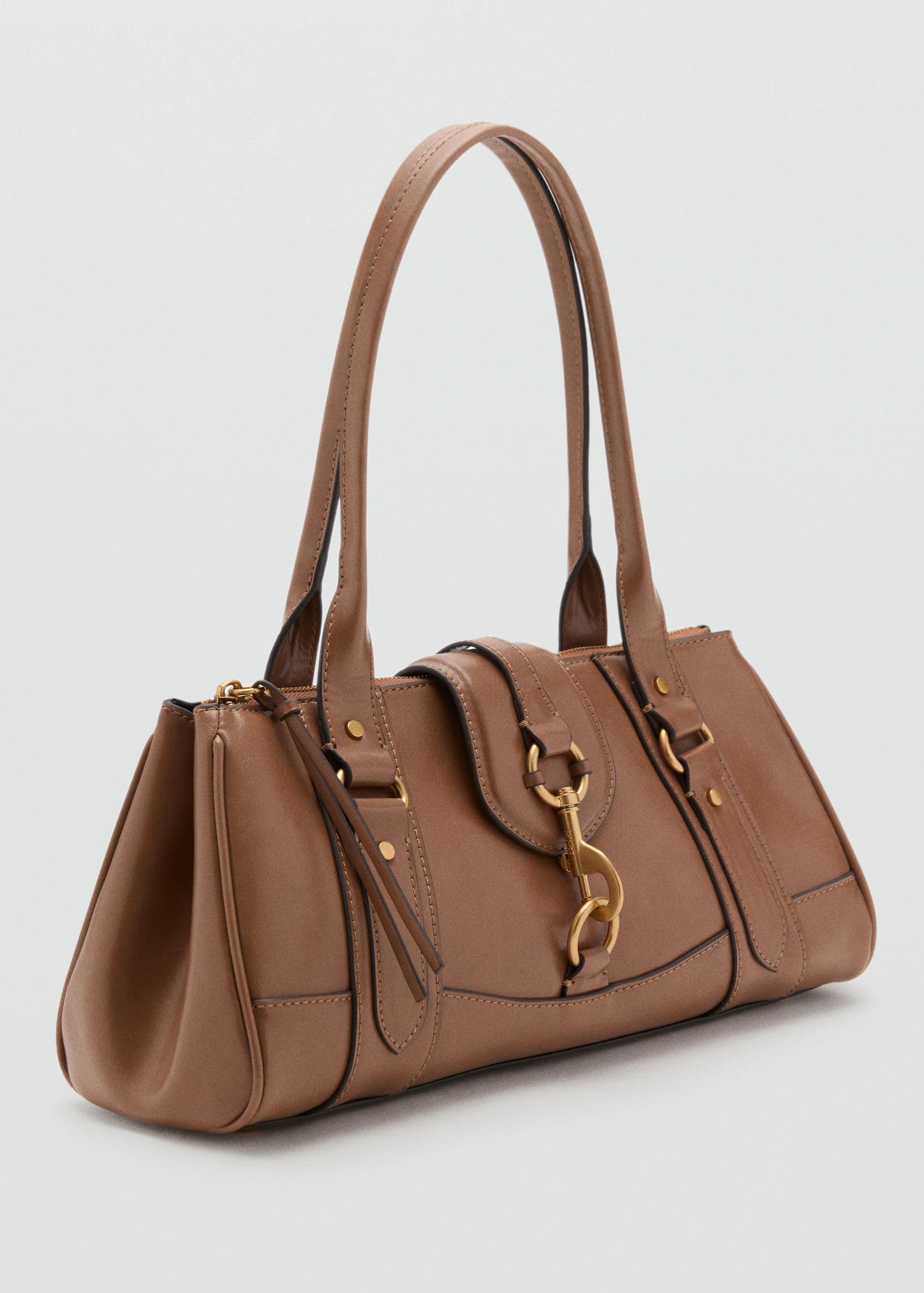 Medium Shoulder Bag With Snap Hook Caramel