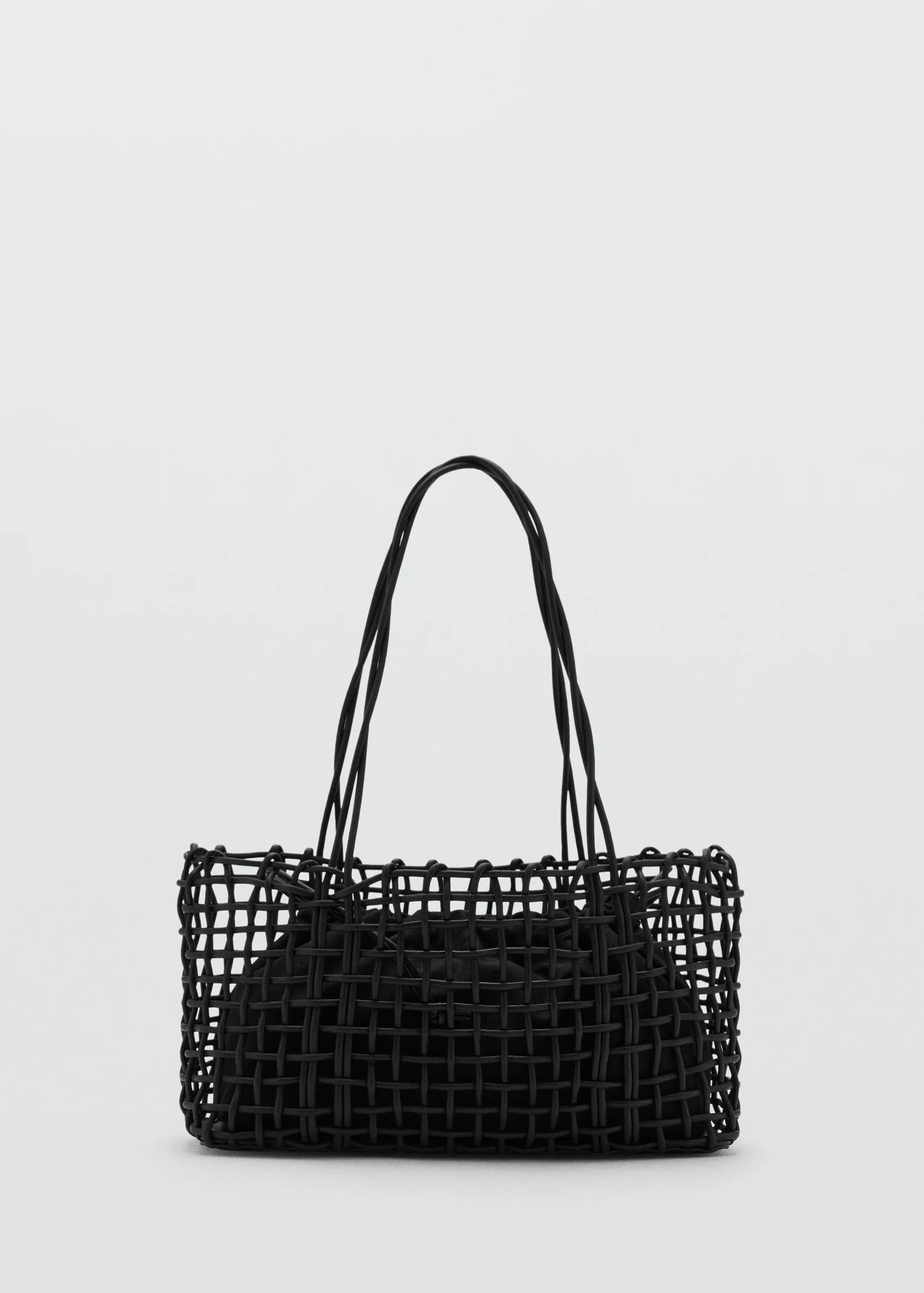 Medium Braided Shoulder Bag Black