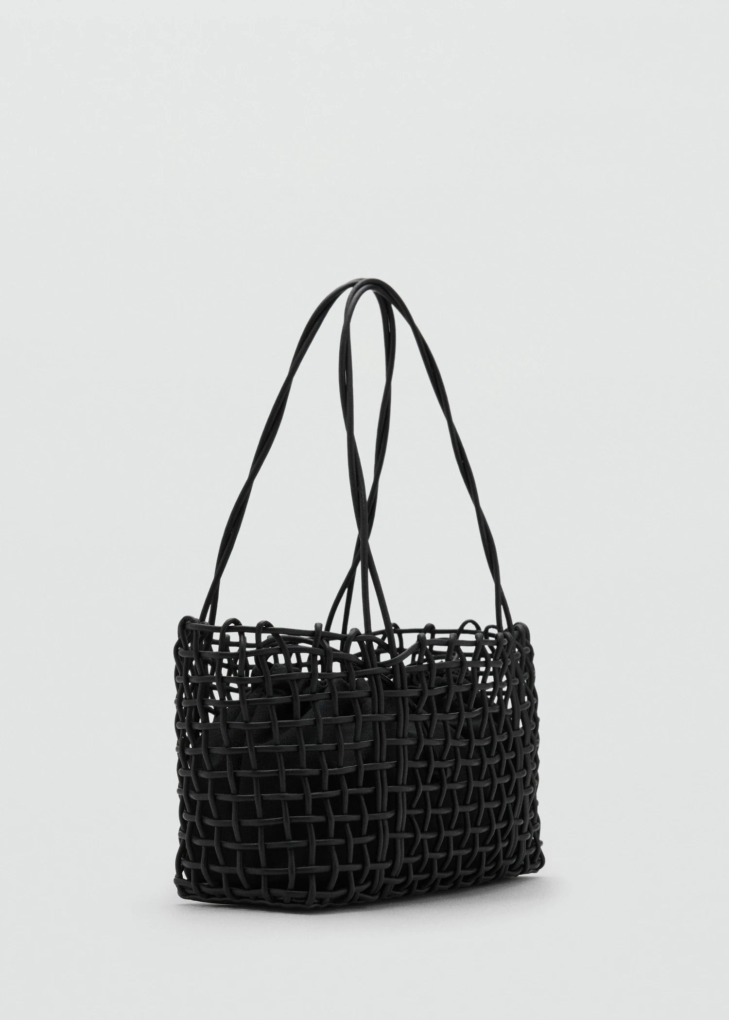 Medium Braided Shoulder Bag Black