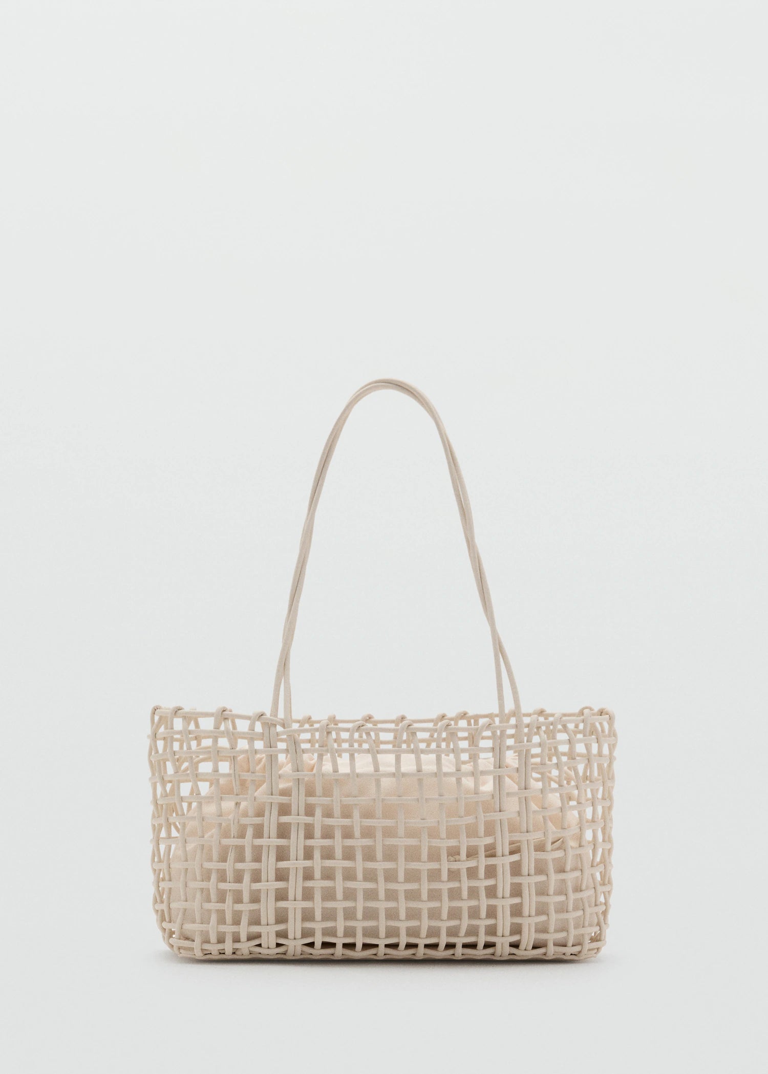 Medium Braided Shoulder Bag Off White