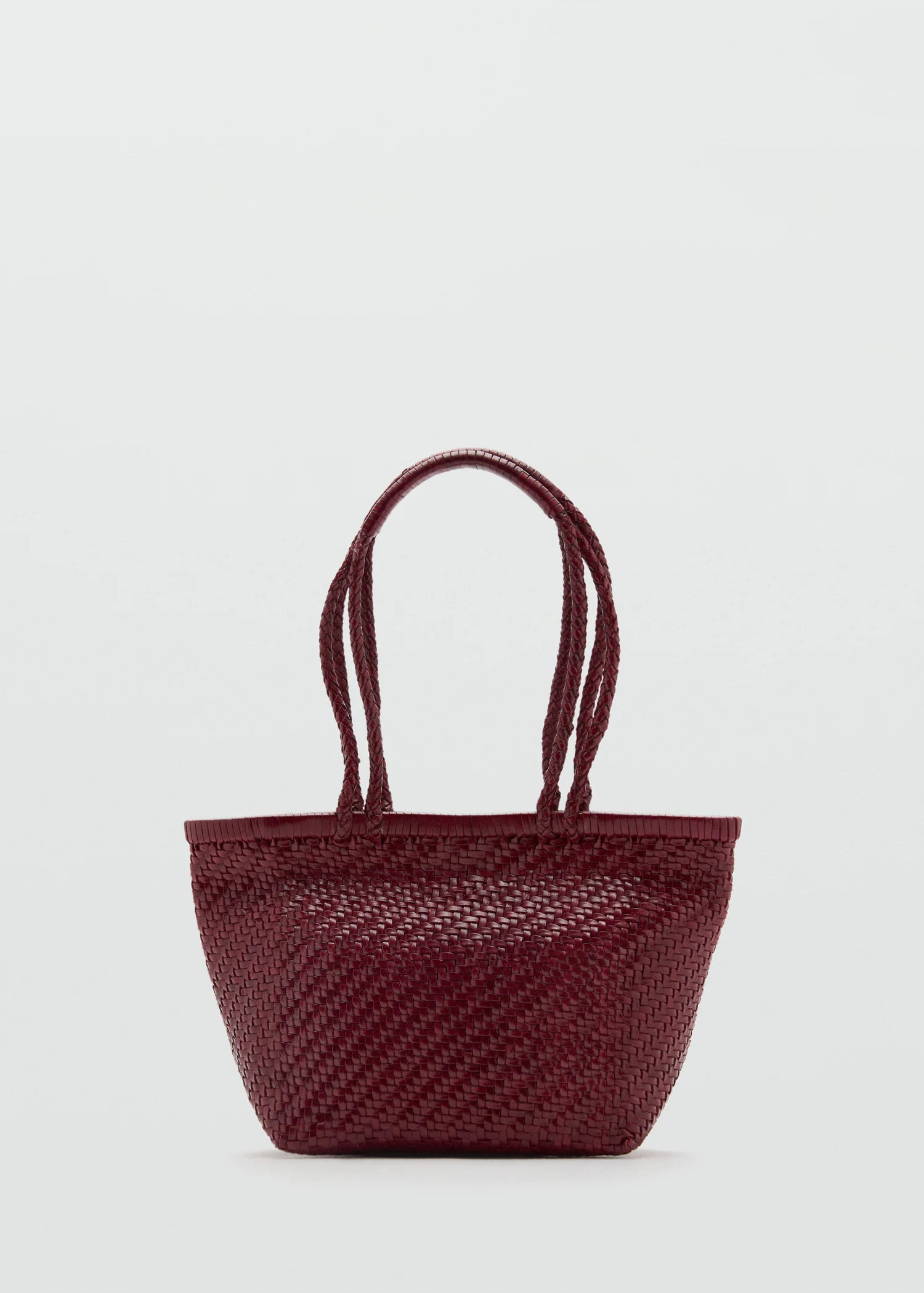 Medium Braided Leather Bag Burgundy