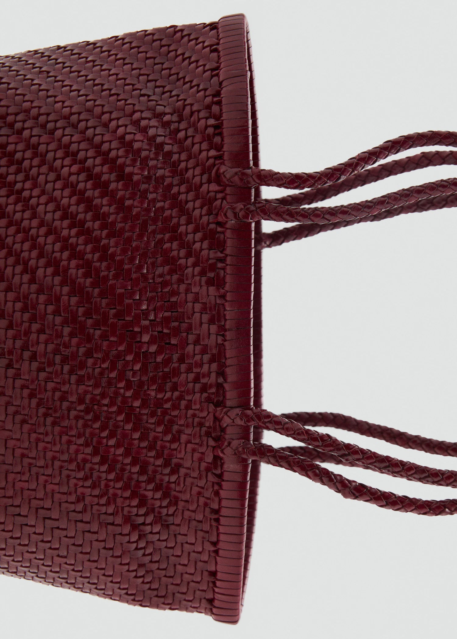 Medium Braided Leather Bag Burgundy