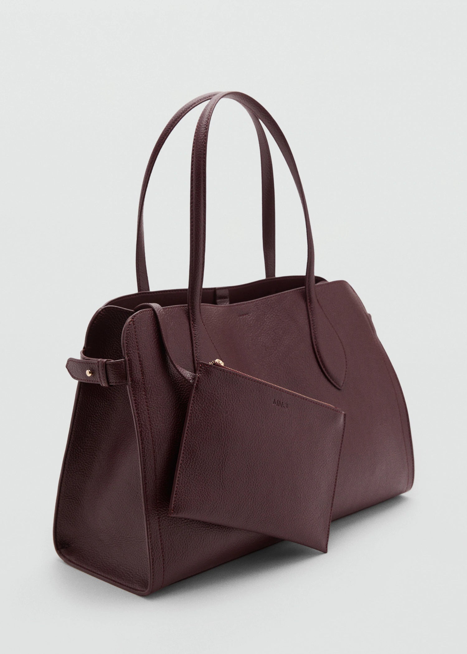 Medium Bag With Pebbled Leather Effect Burgundy