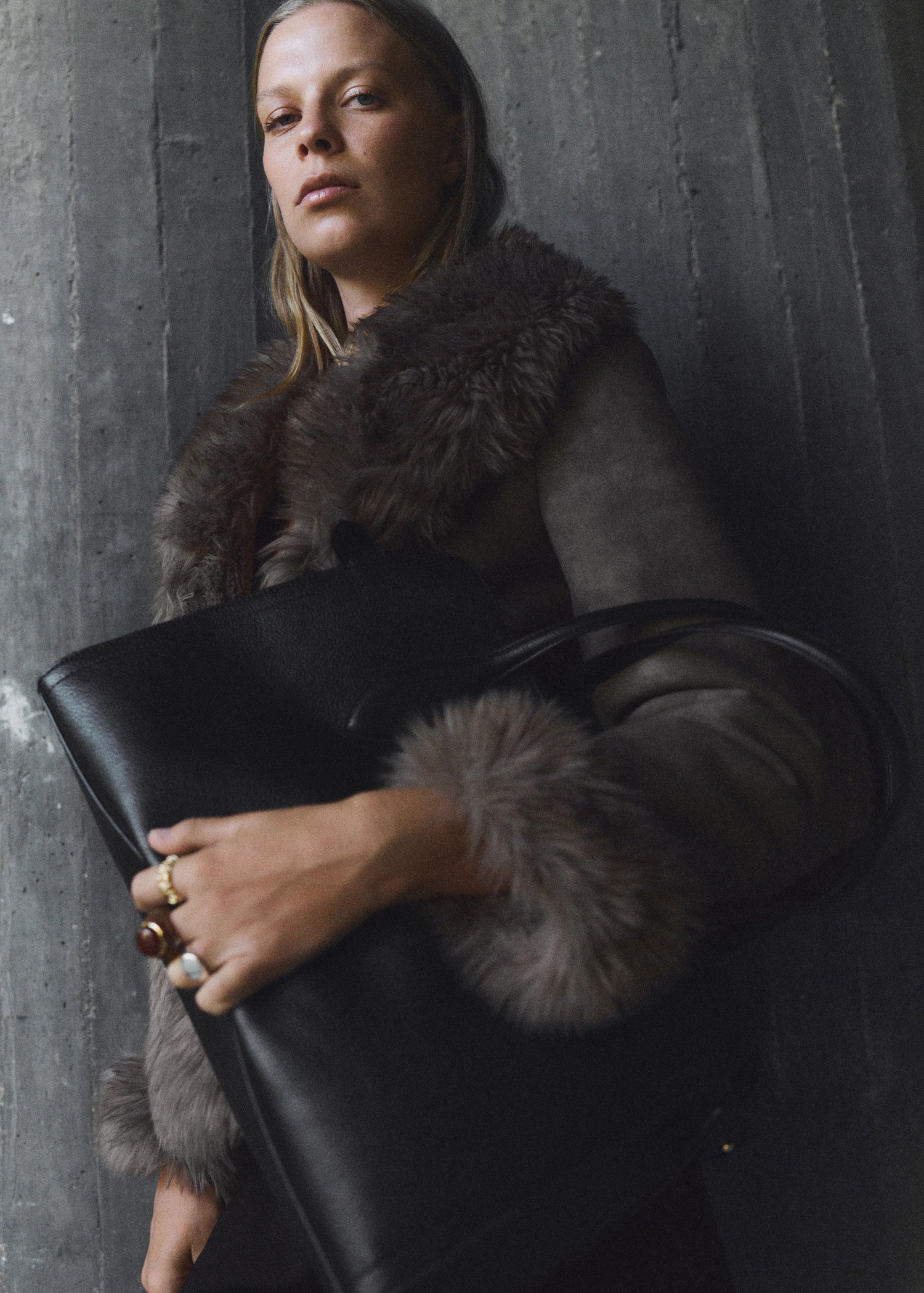 Medium Bag With Pebbled Leather Effect Black