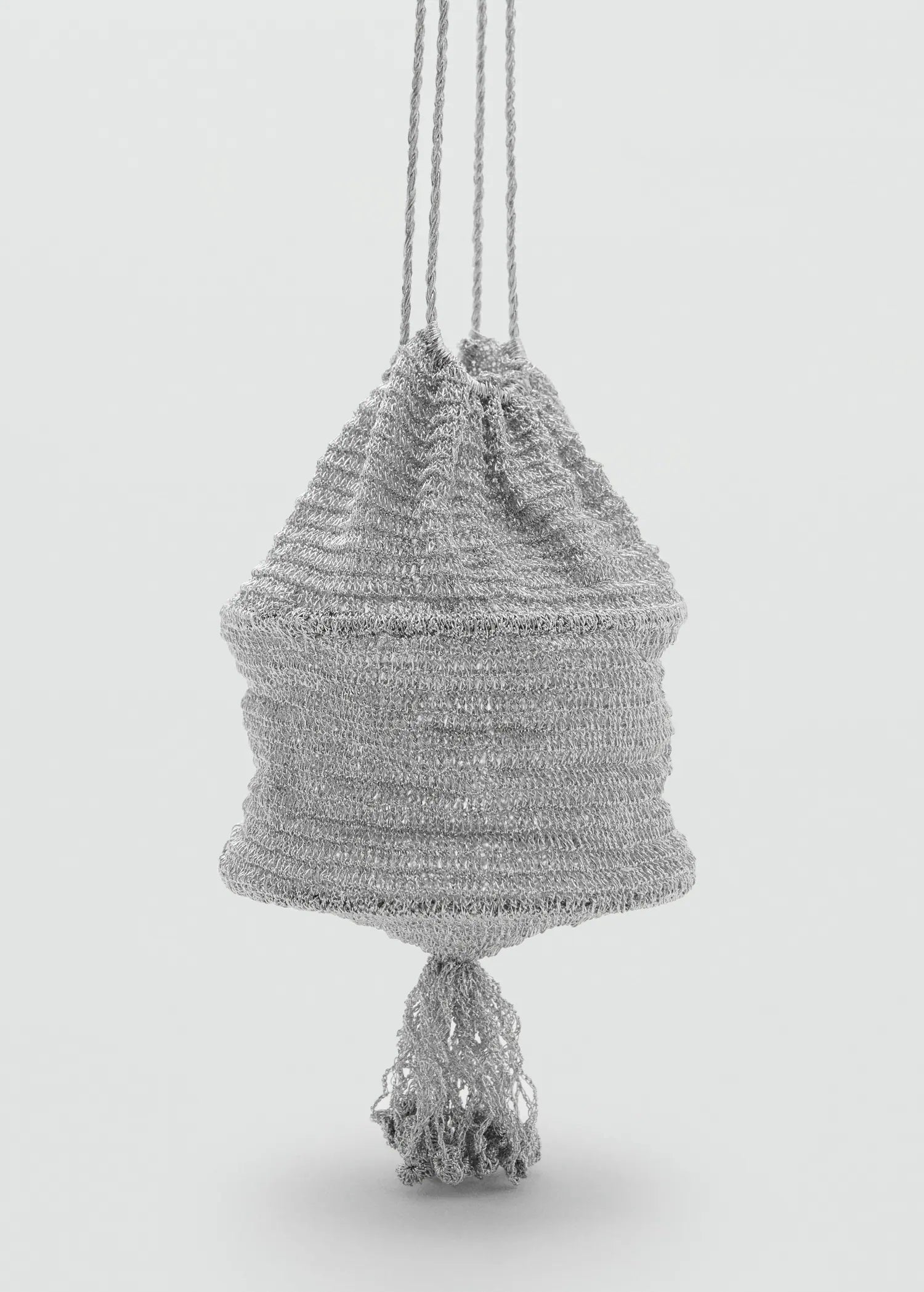 Lurex Bucket Bag With Tassel Silver