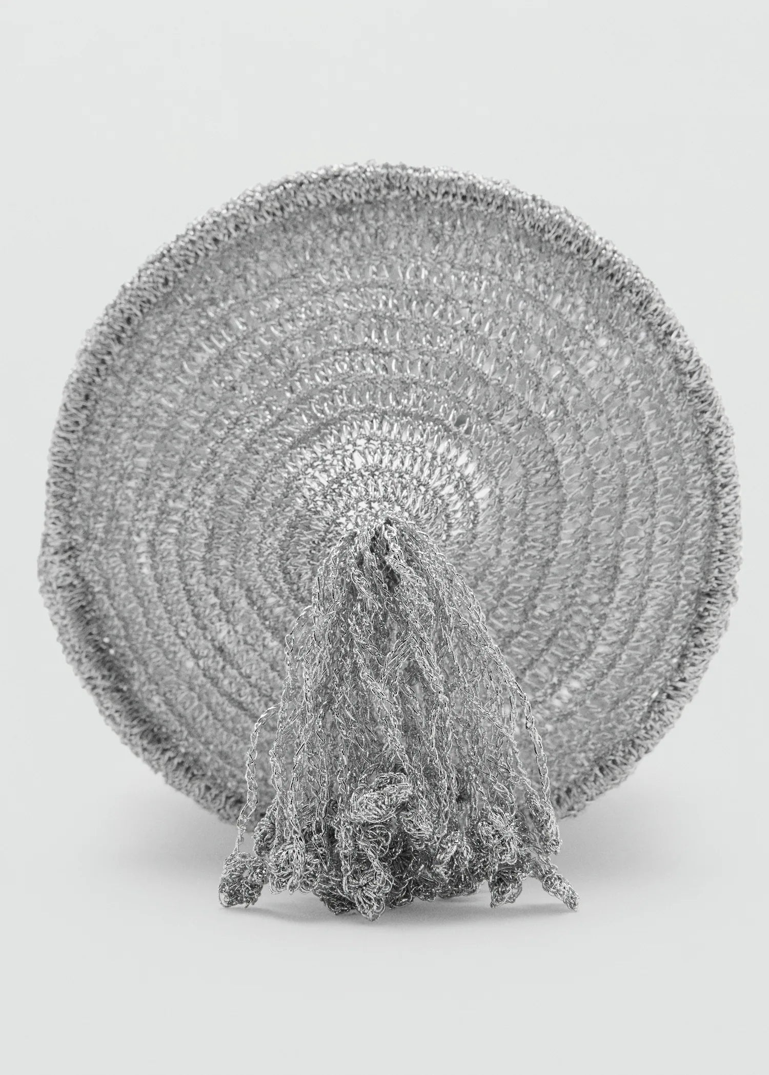 Lurex Bucket Bag With Tassel Silver