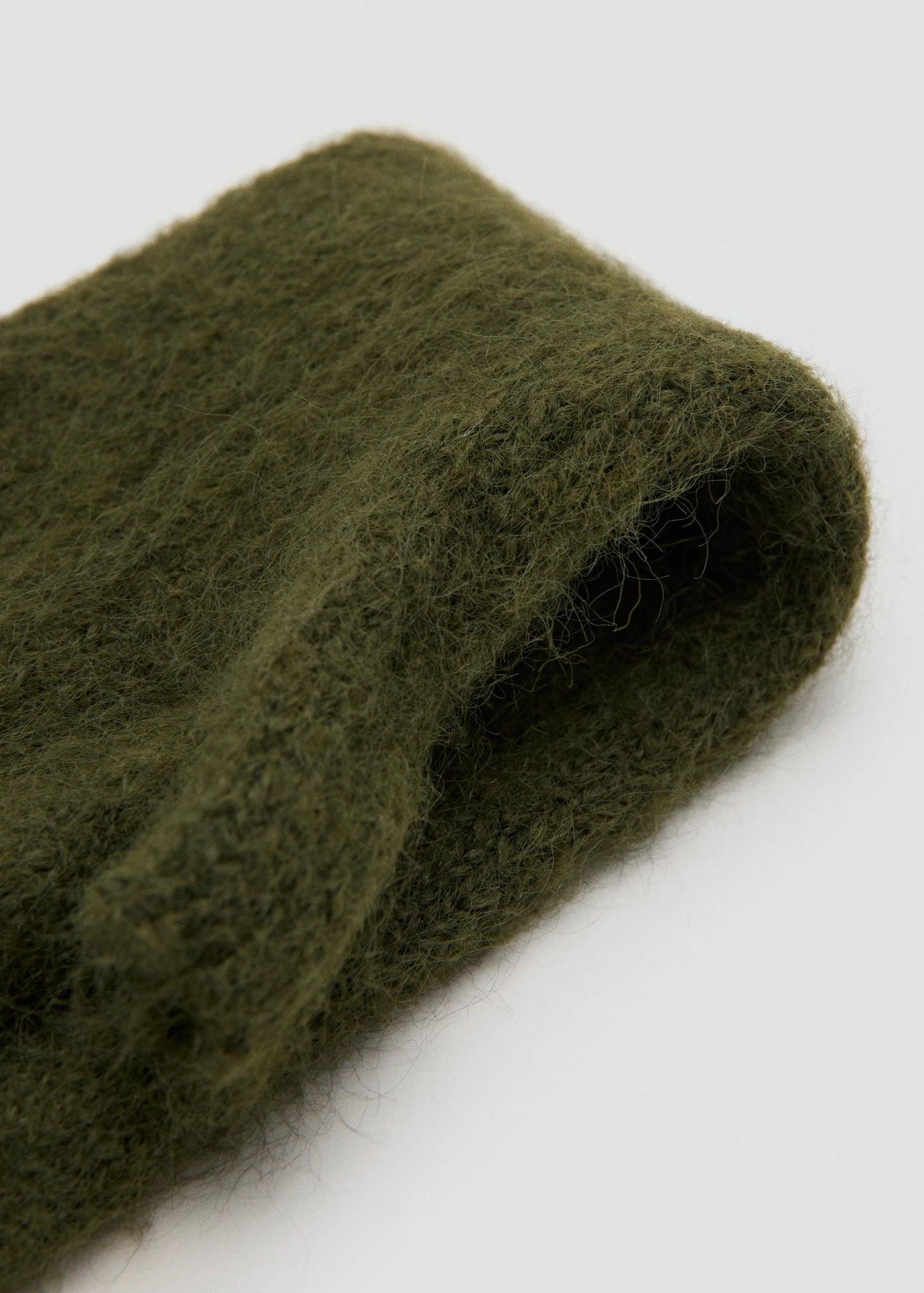 Long Knitted Mittens Khaki