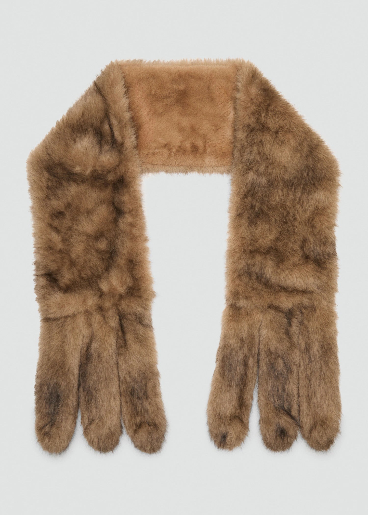 Long Faux Fur Scarf Brown