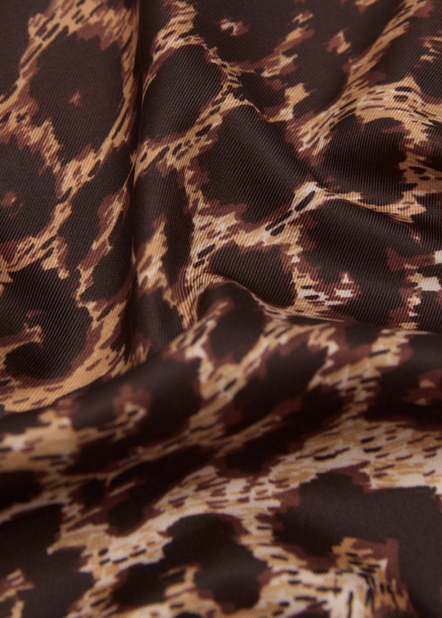 Leopard Print Satin Scarf Brown