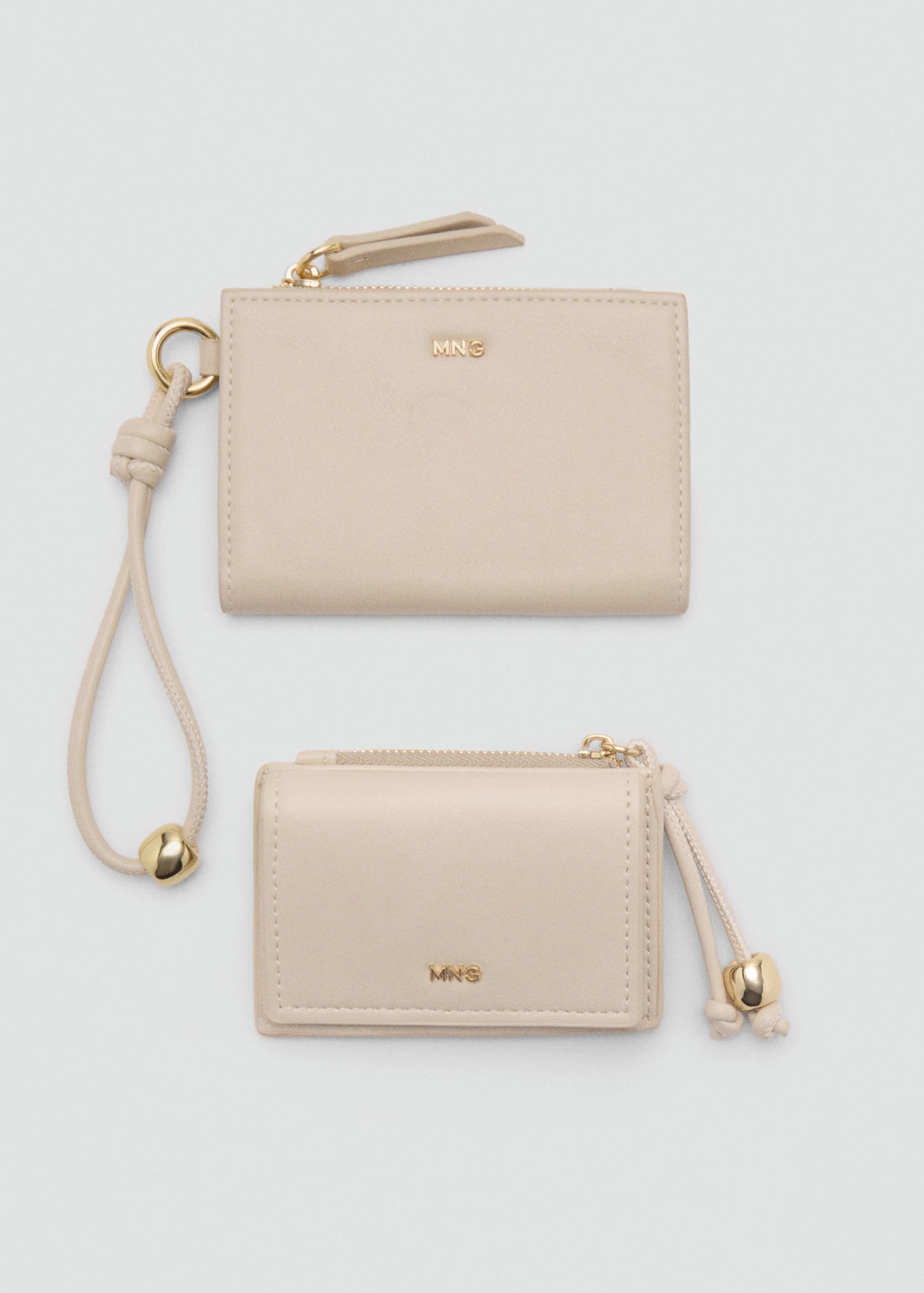 Leather Effect Wallet With Zip Off White