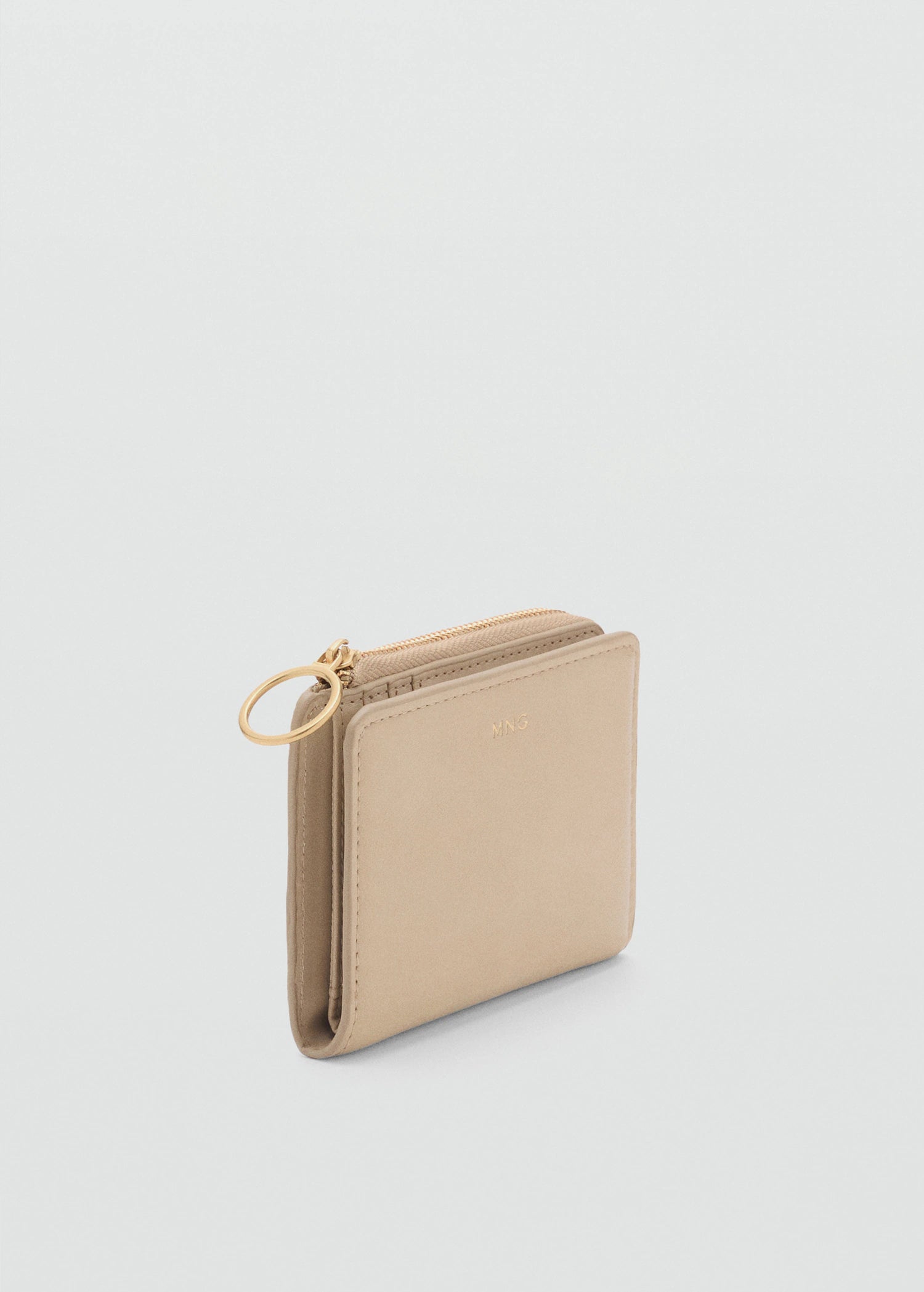Leather Effect Wallet Beige