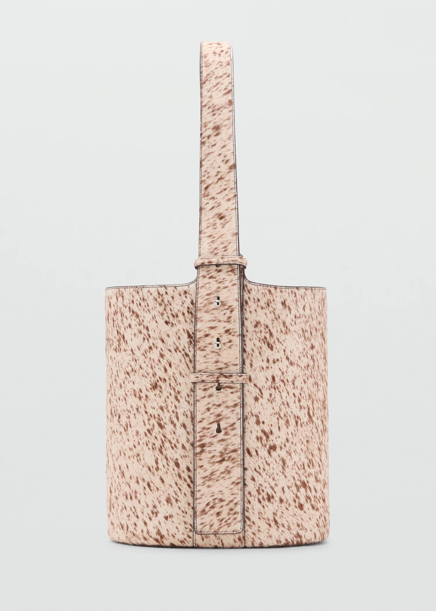 Leather And Fur Bucket Bag Brown